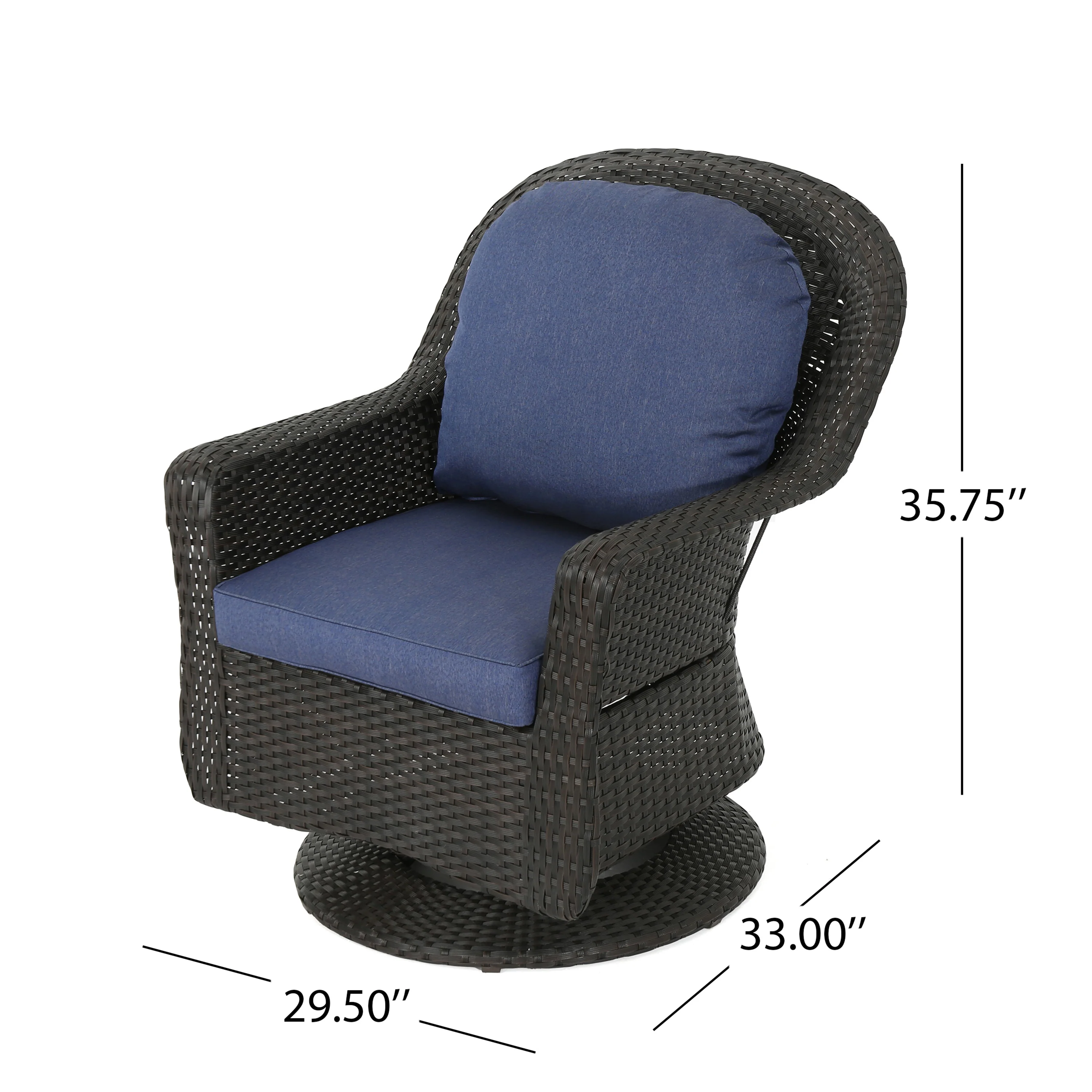 Linsten Outdoor Wicker Swivel Club Chairs with Water Resistant Cushion - furnishings