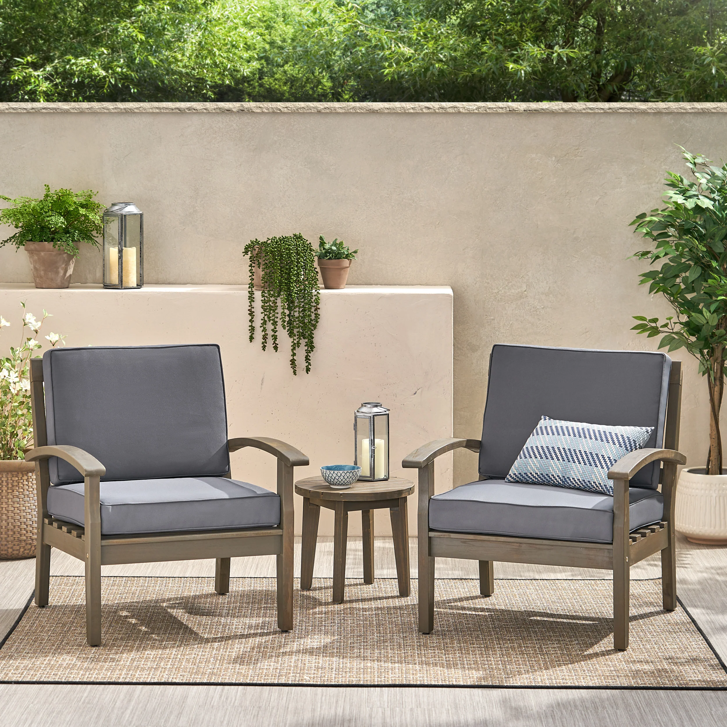 Keanu Outdoor Wooden Club Chairs (Set of 2) - furnishings