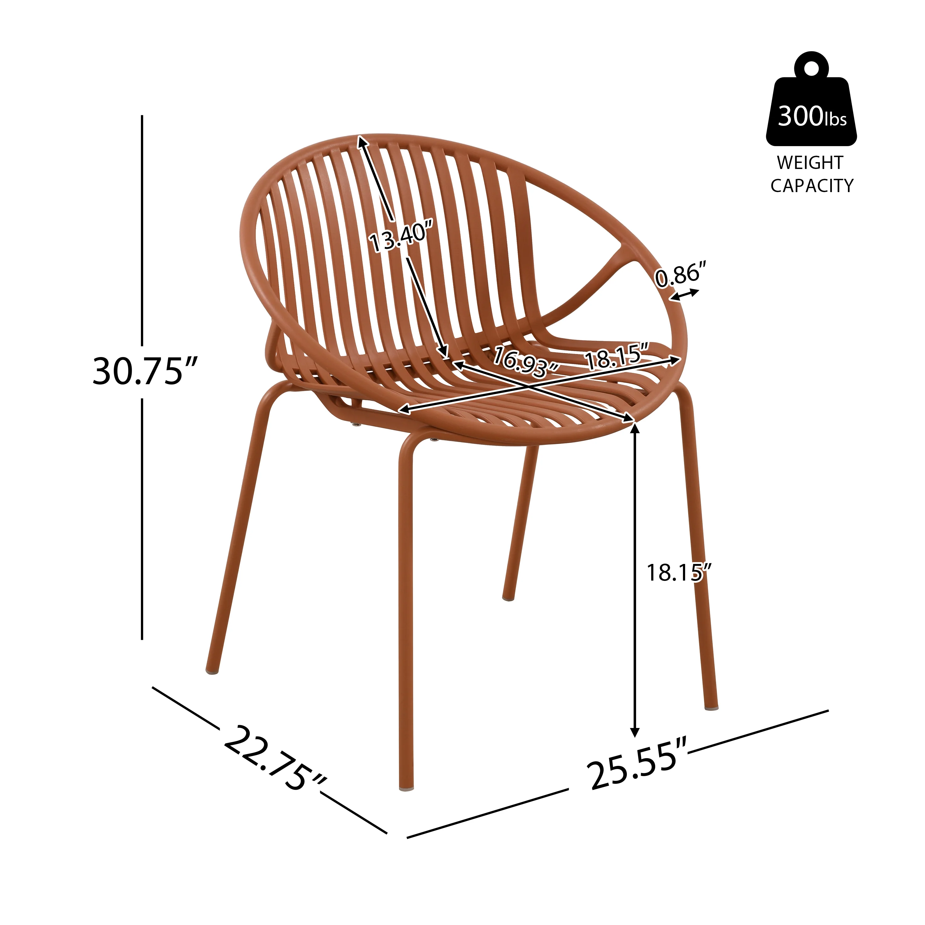 Hespera Patio Dining Chairs with Metal Legs & Breathable Plastic Backrest - furnishings