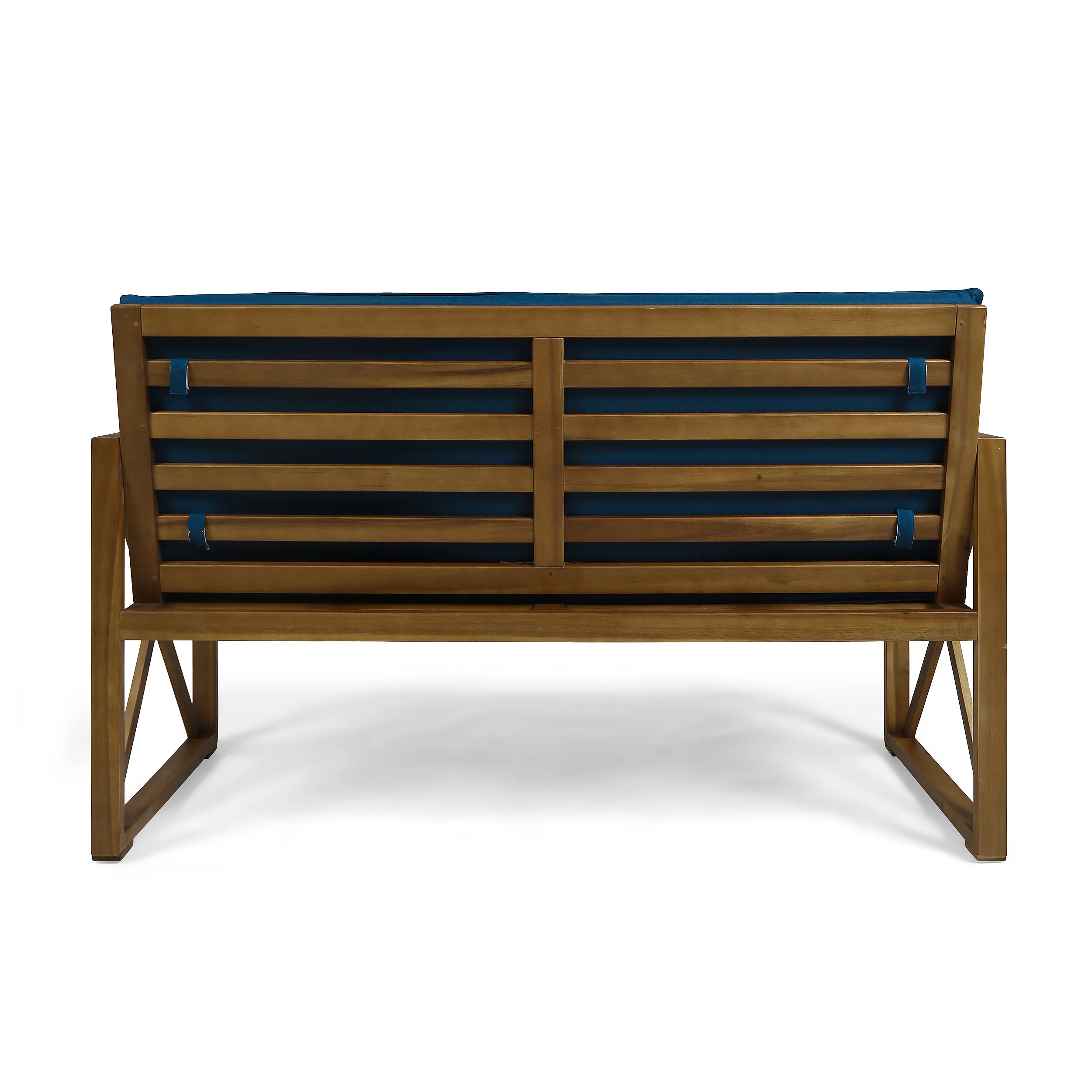 Hazel Outdoor Acacia Wood Loveseat with Coffee Table Set with Cushions - furnishings