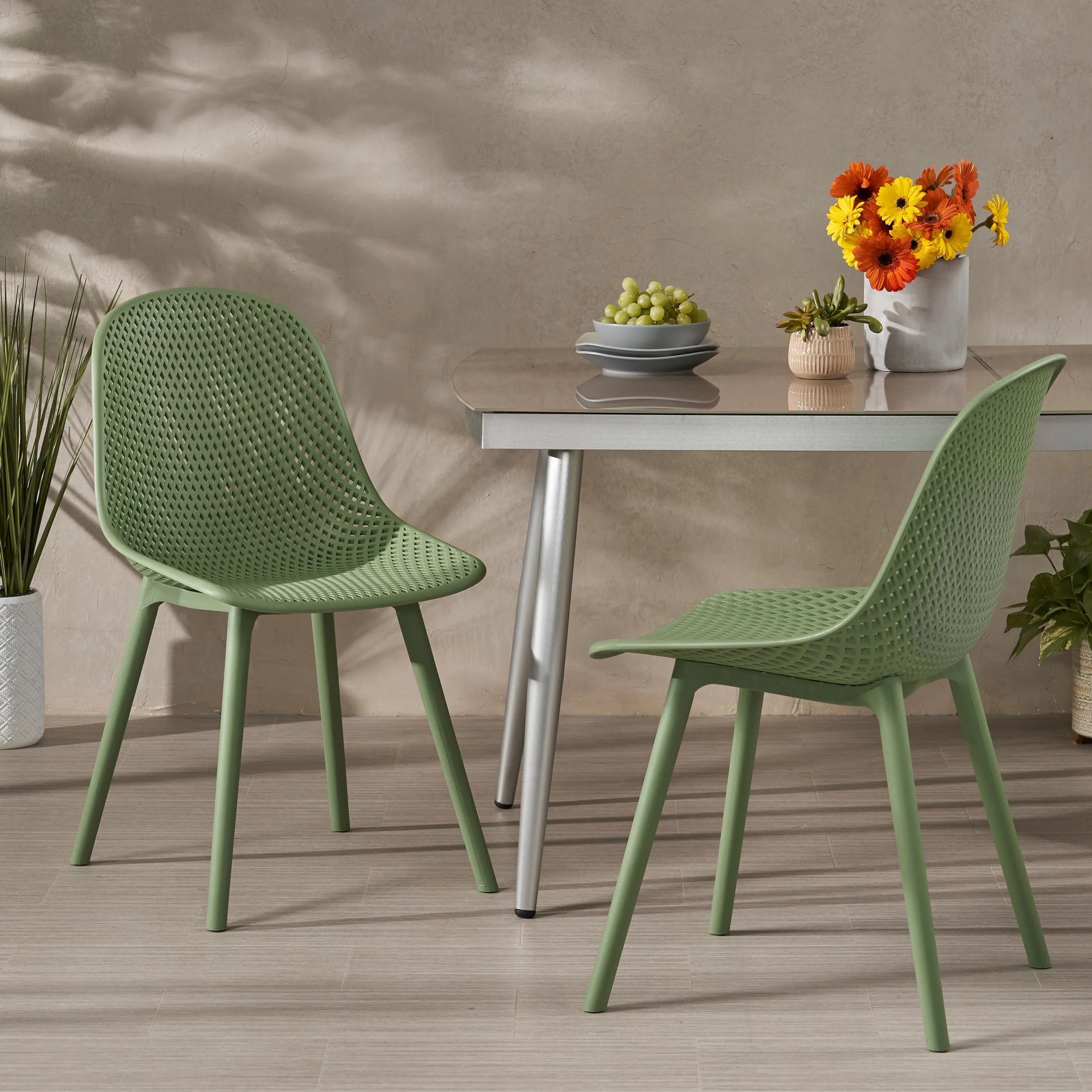 Yazmeen Outdoor Modern Dining Chair (Set of 2) - furnishings