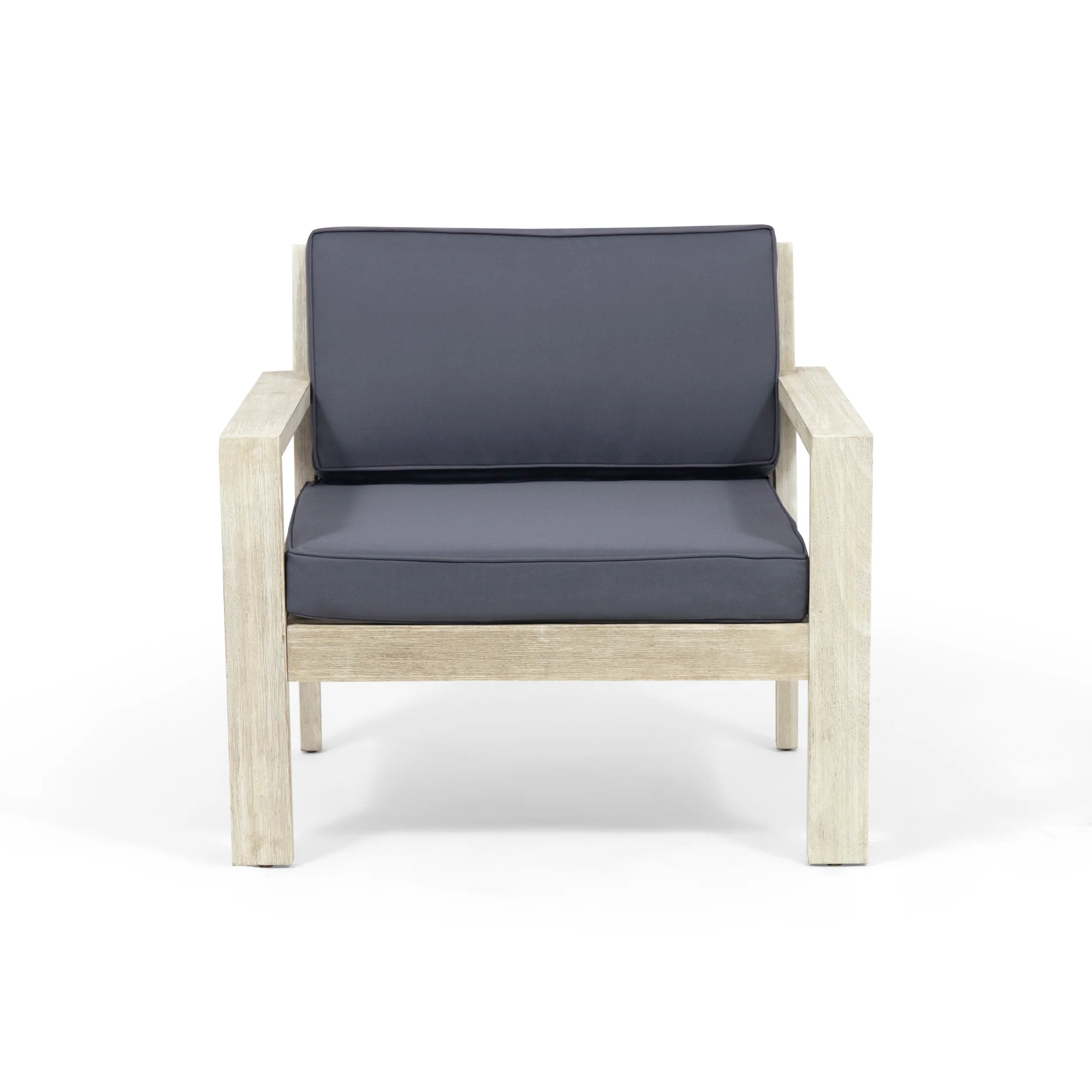 Ben Outdoor Acacia Wood Club Chairs with Cushions (Set of 2) - furnishings