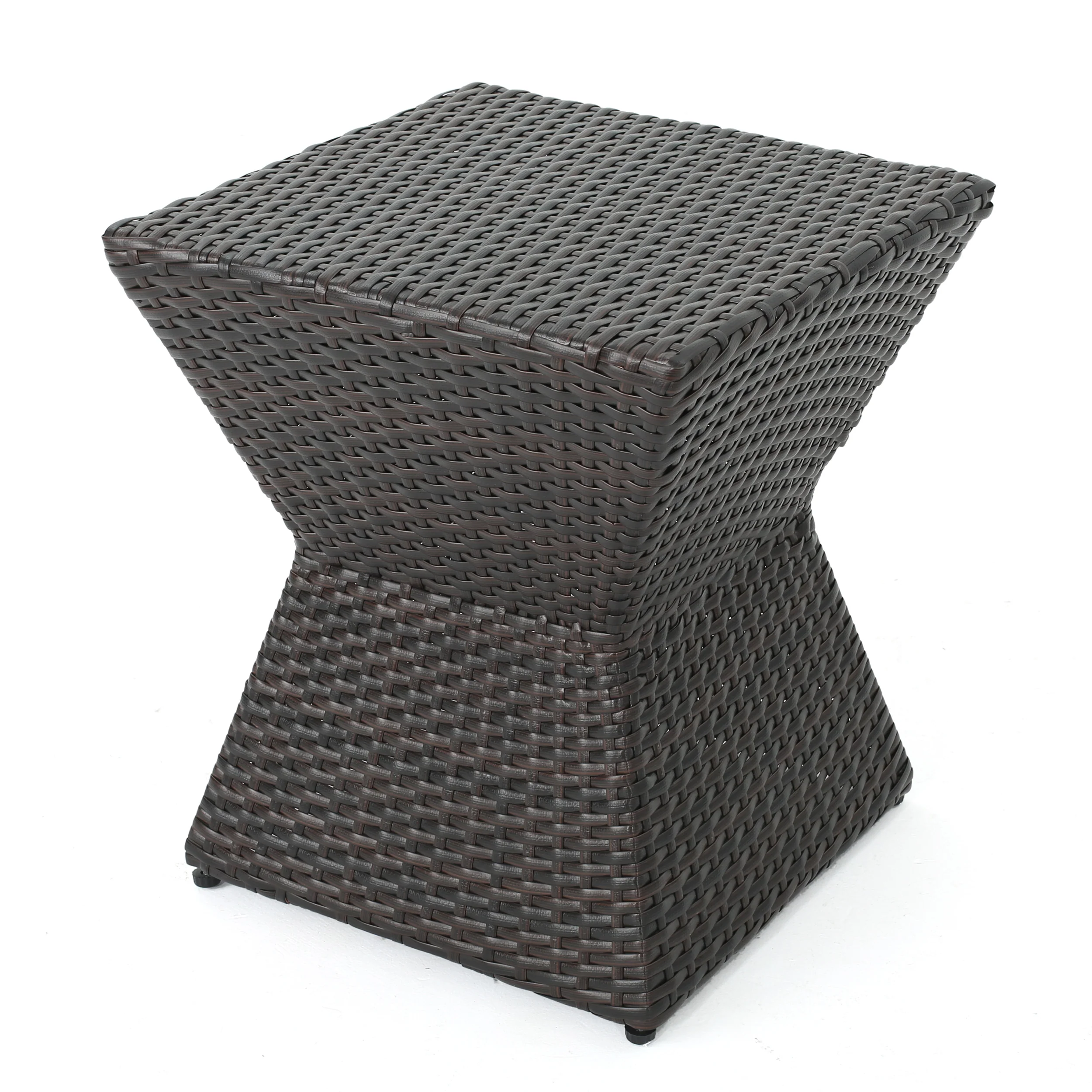 Frances Outdoor 16-inch Multi-brown Wicker Square Side Table - furnishings
