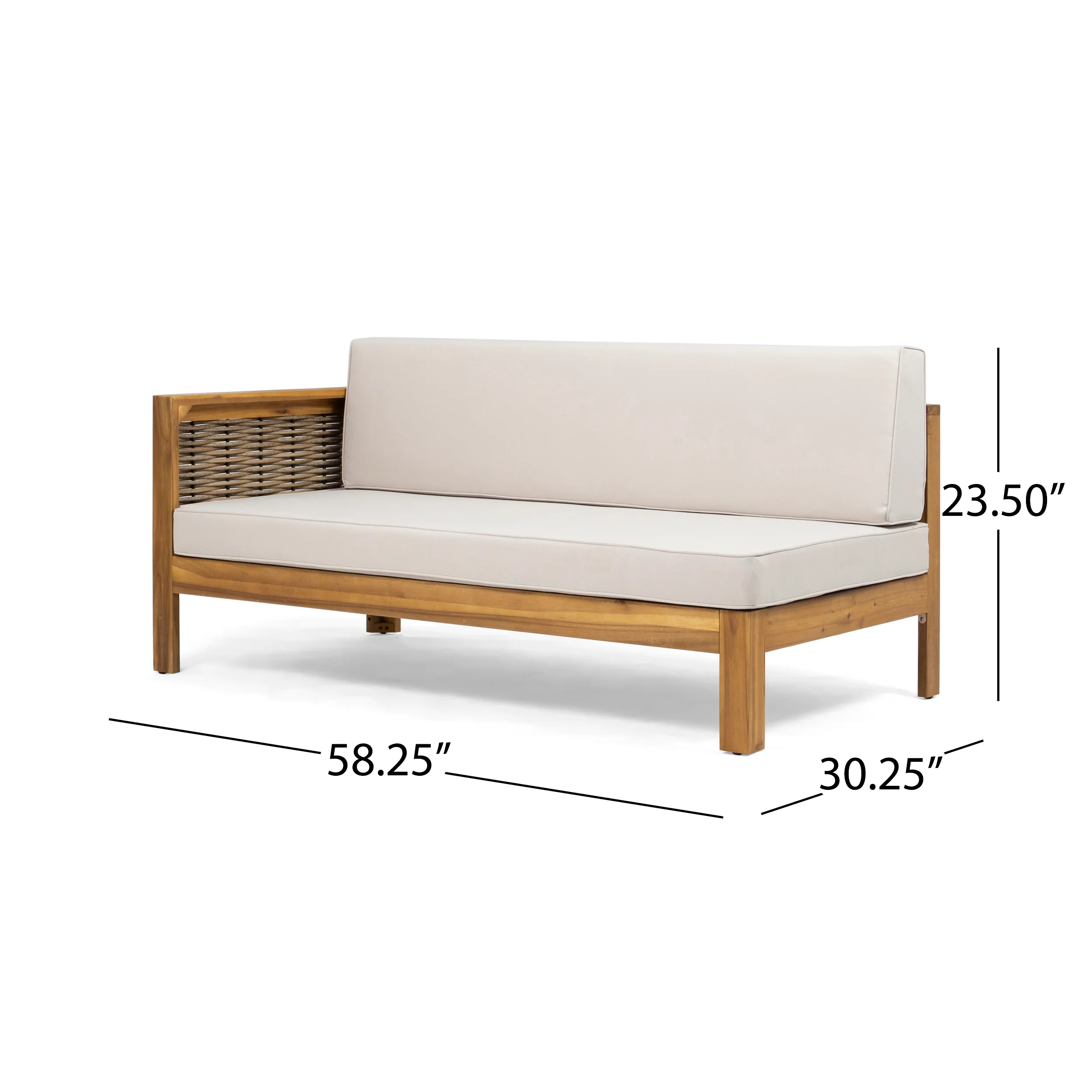 Elizabeth Outdoor Wood and Wicker 5 Seater Sectional Sofa and Coffee Table Set - furnishings