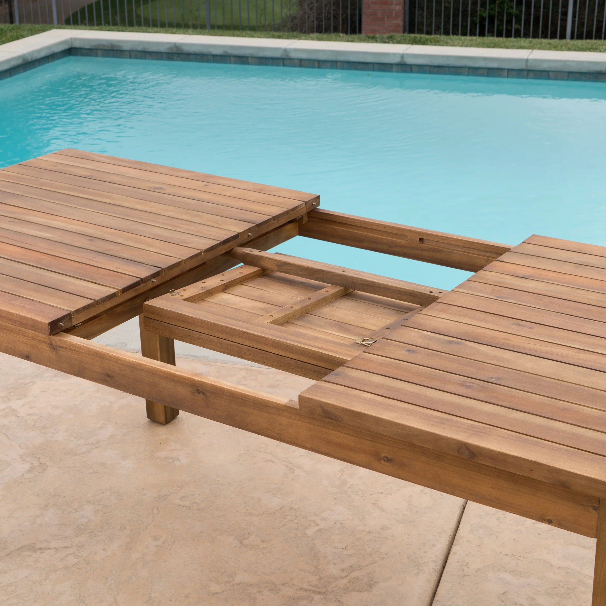 William Outdoor Expandable Teak Finished Acacia Wood Dining Table - furnishings
