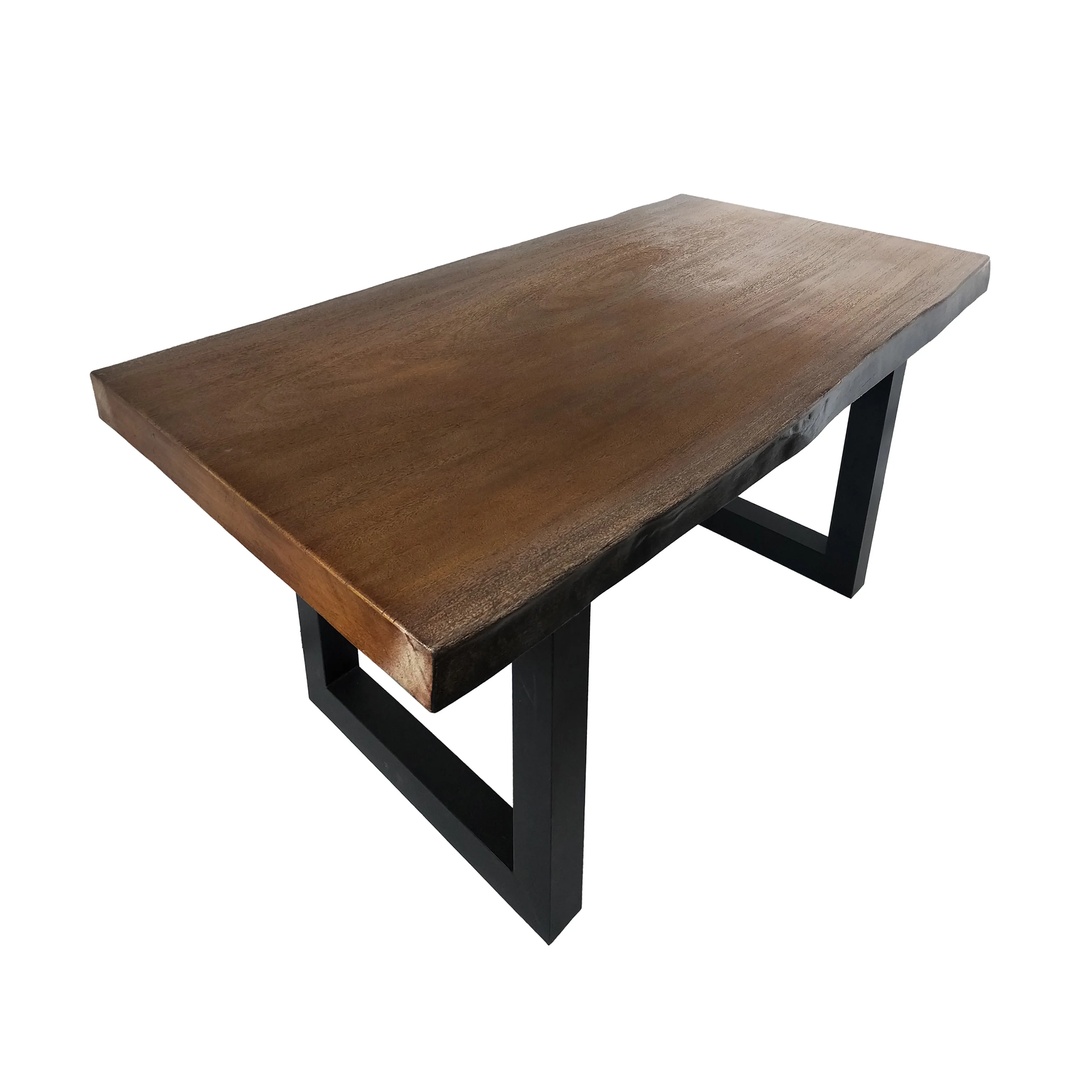 Ishtar Outdoor Faux Live Edge Teak Finish Lightweight Concrete Dining Table - furnishings