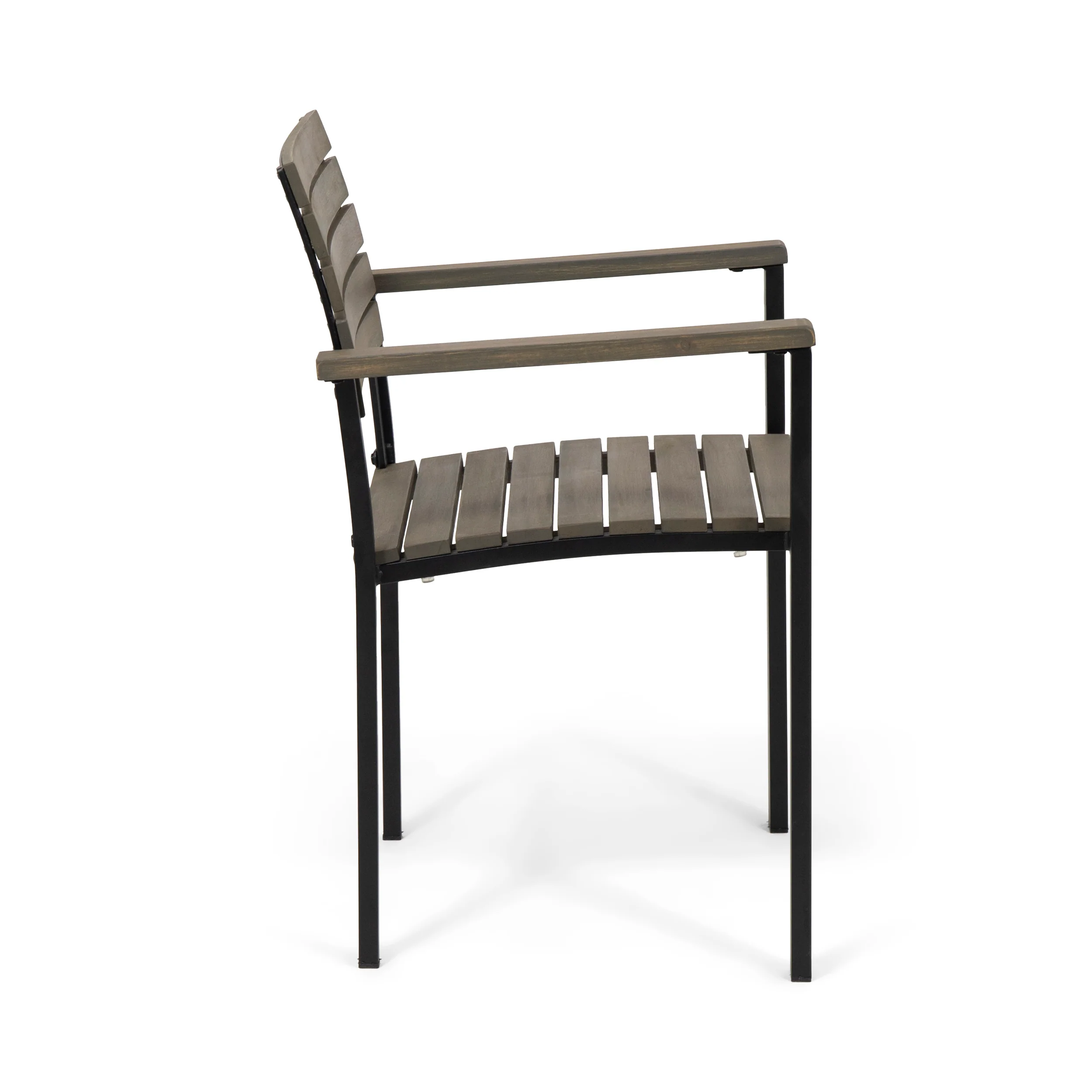 Alberta Outdoor Wood and Iron Dining Chairs (Set of 2) - furnishings