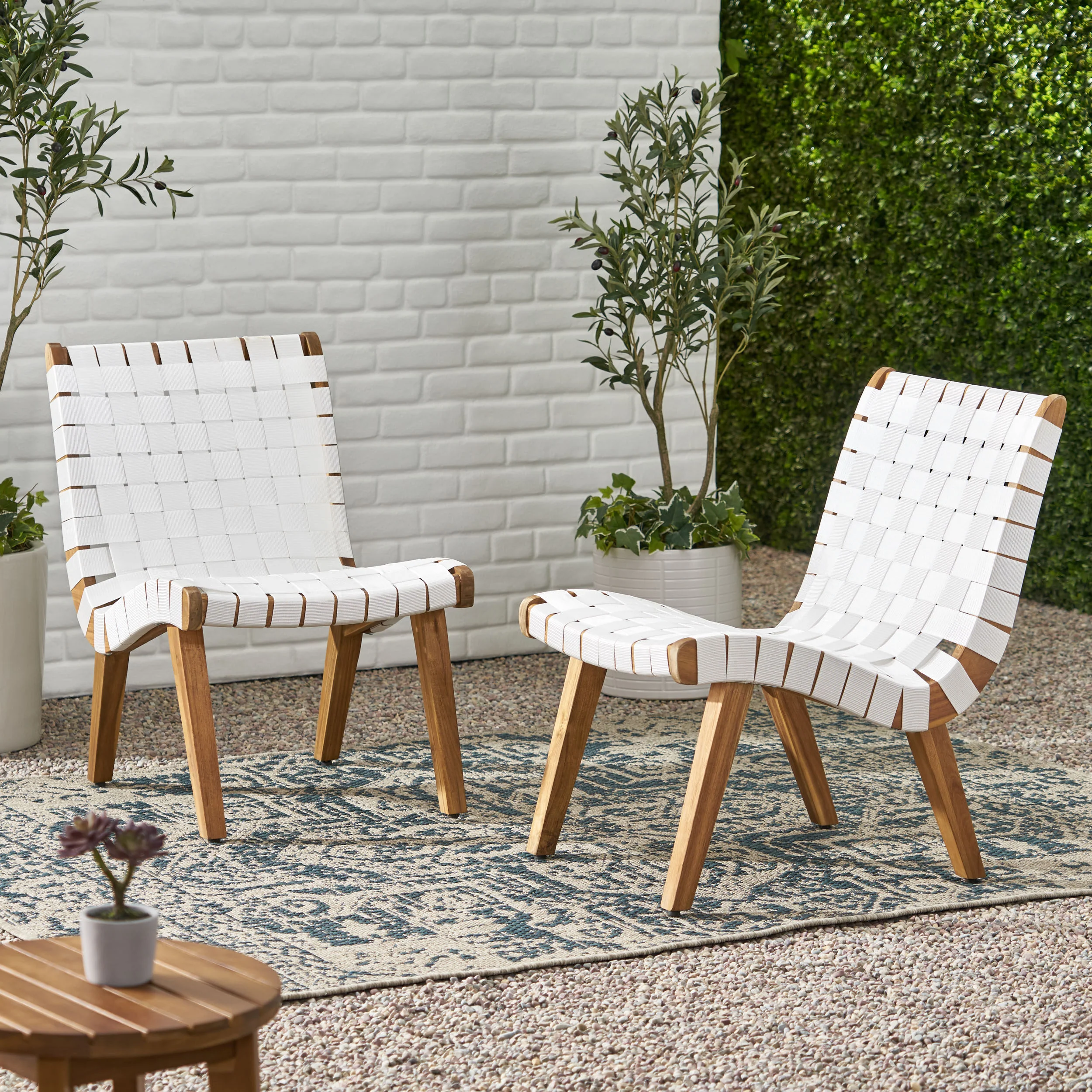 Ocilla Outdoor Rope Weave Lounge Chair, Set of 2 - furnishings