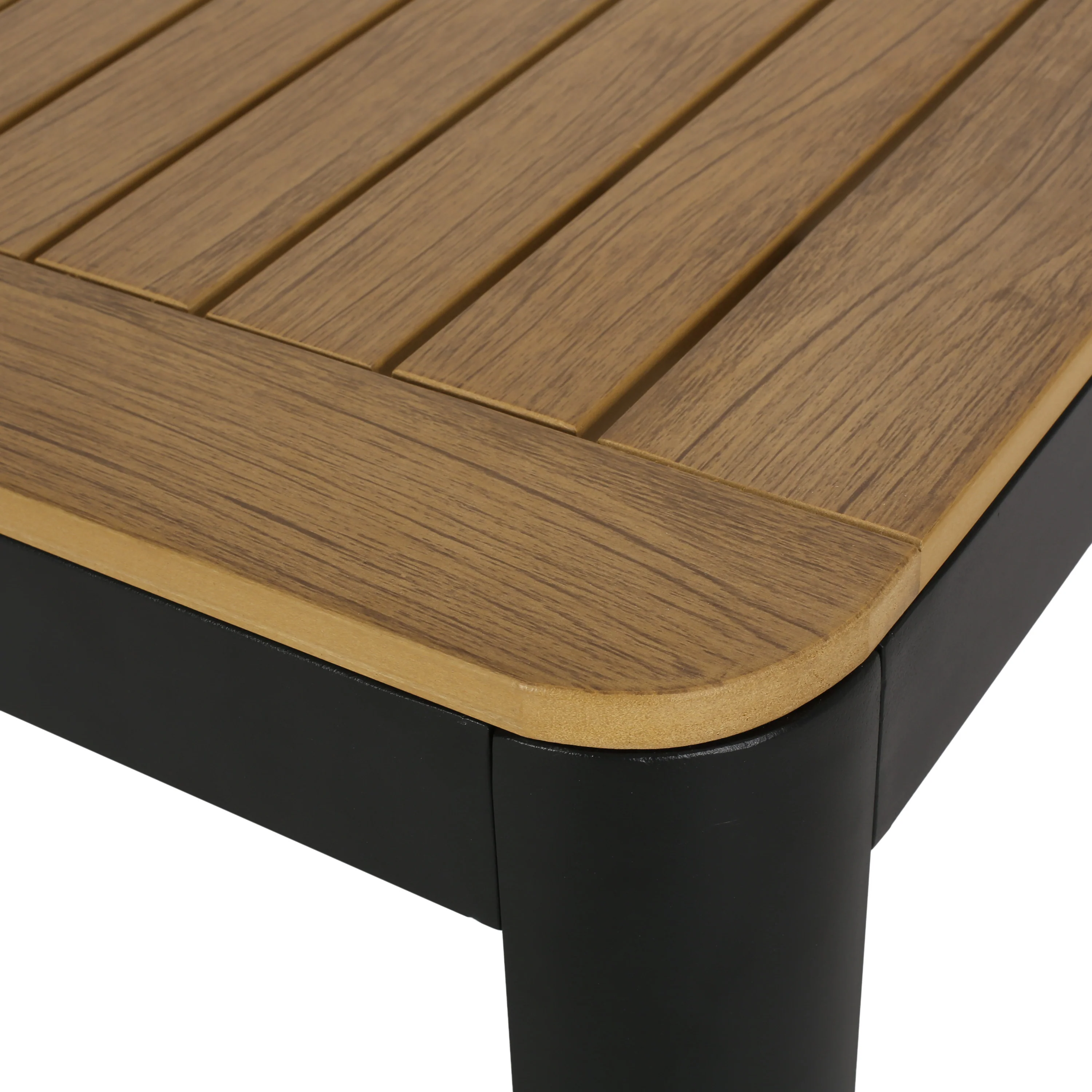 Province Outdoor Aluminum Dining Table, Natural and Black - furnishings