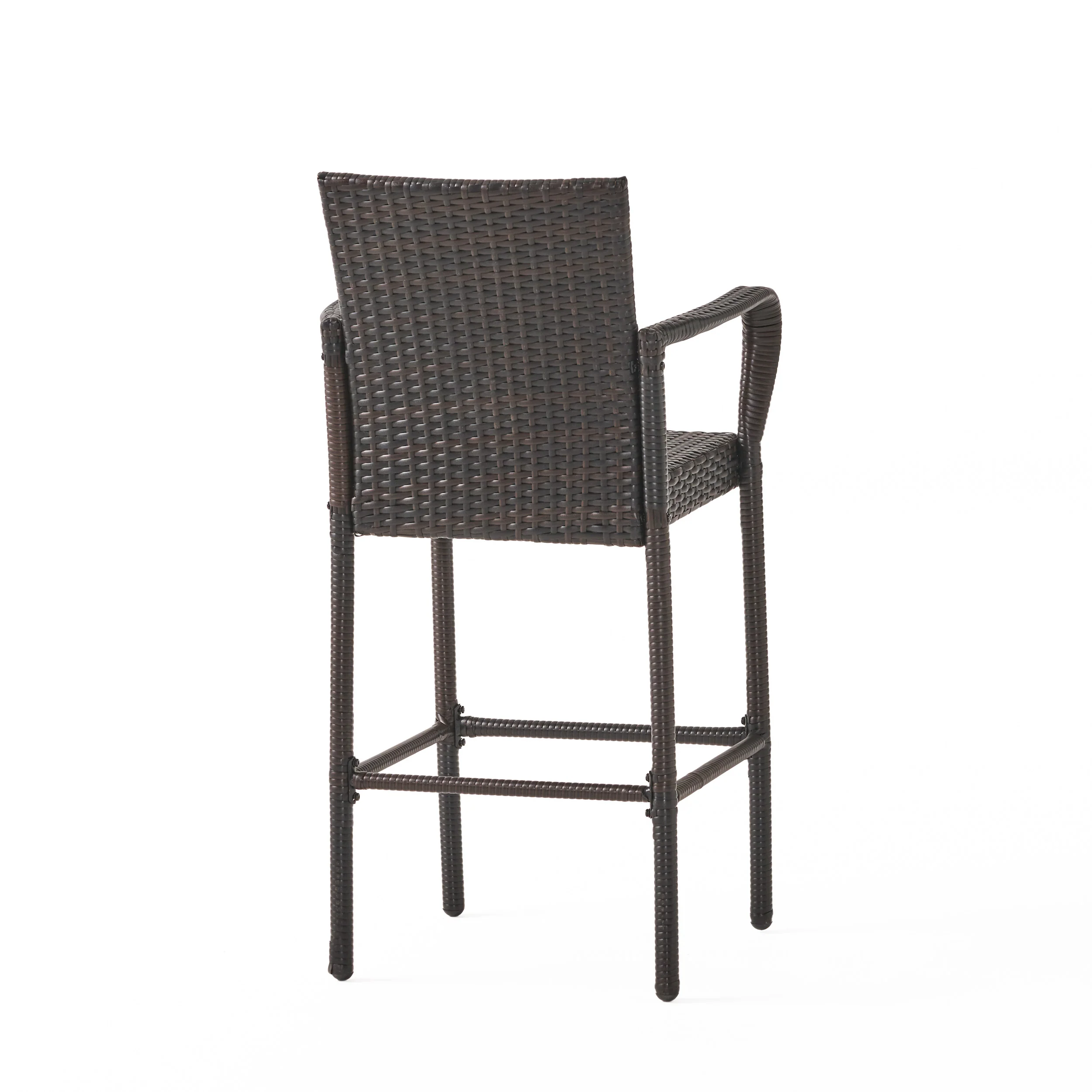 Stetta Outdoor 3 Piece Round Multi-brown Wicker Bar Set - furnishings