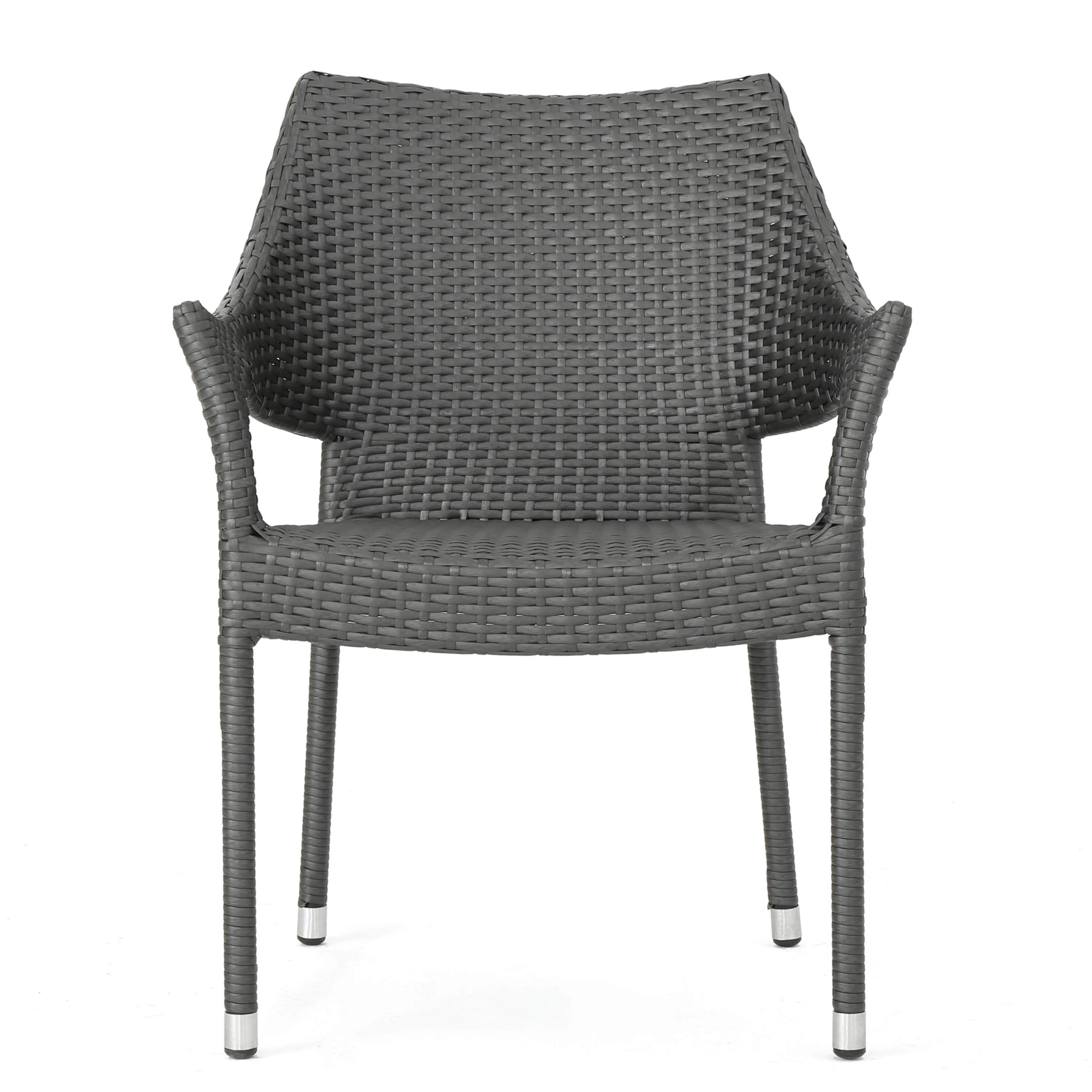 Mann Outdoor 3 Piece Wood and Wicker Bistro Set, Gray and Gray - furnishings