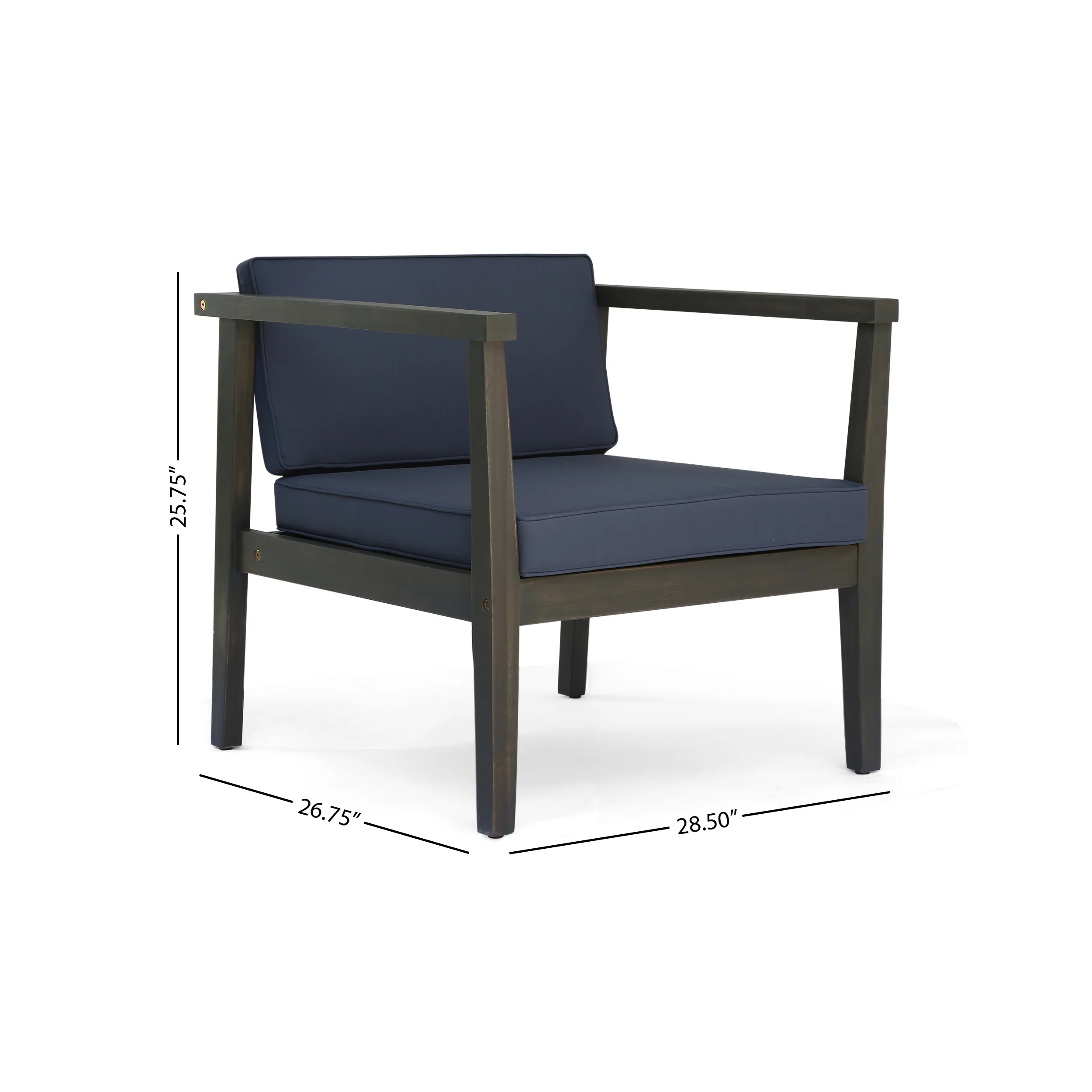 Thomson Outdoor Acacia Wood Club Chairs with Water-Resistant Cushions (Set of 4) - furnishings