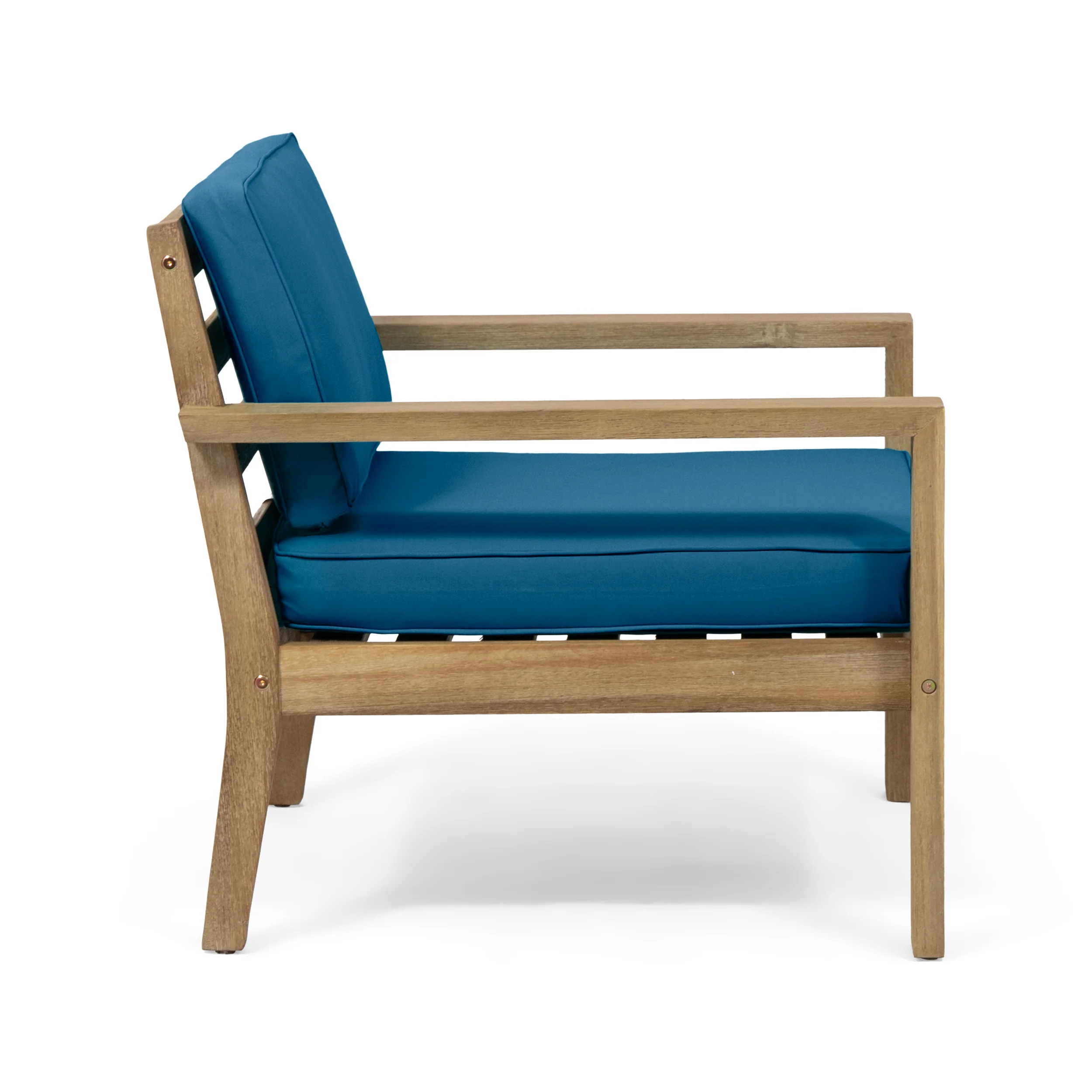 Antoine Ben Outdoor Acacia Wood Club Chairs with Cushions, Set of 2 - furnishings