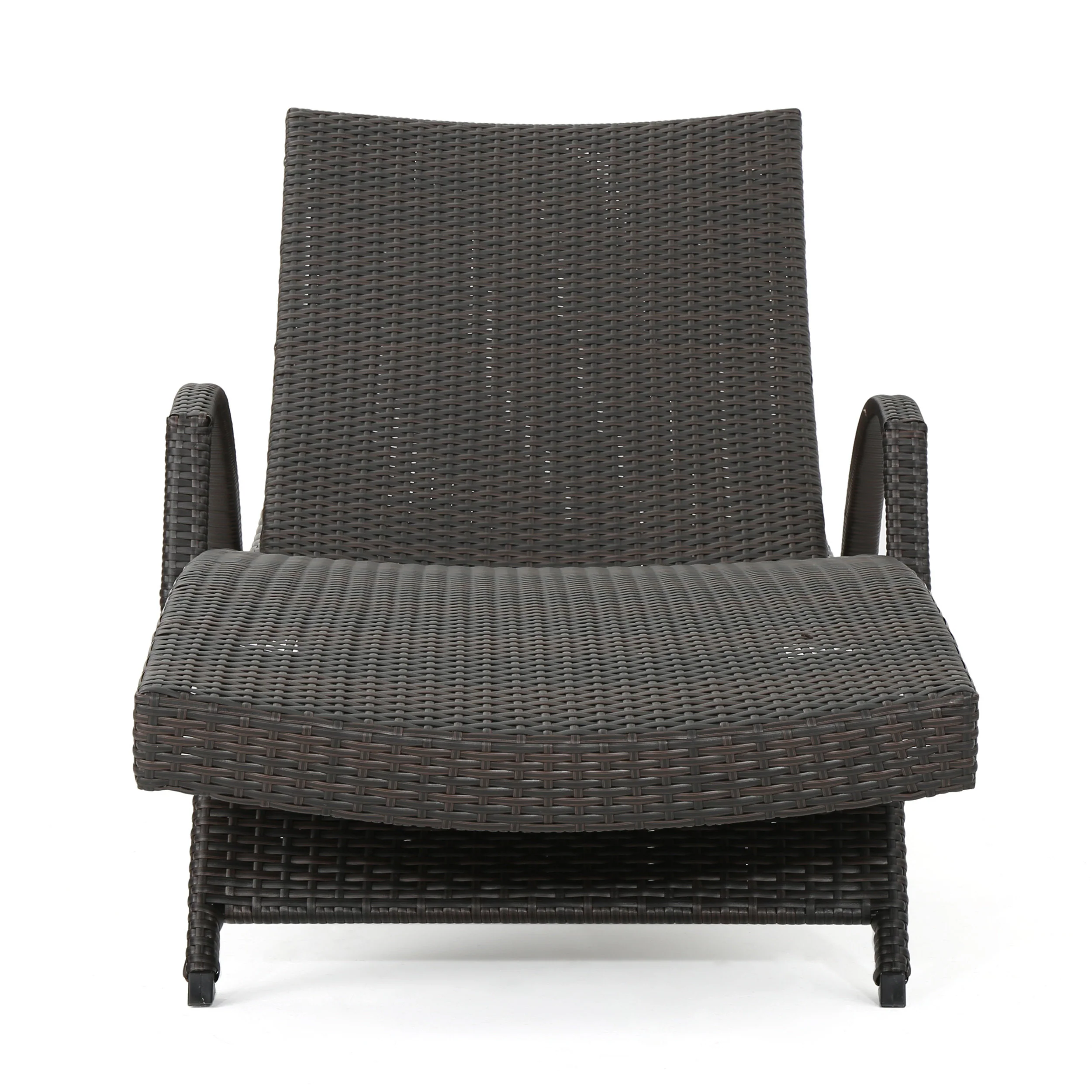 Lakeport Outdoor 2-piece Brown Wicker Armed Chaise Lounge w/ Table - furnishings