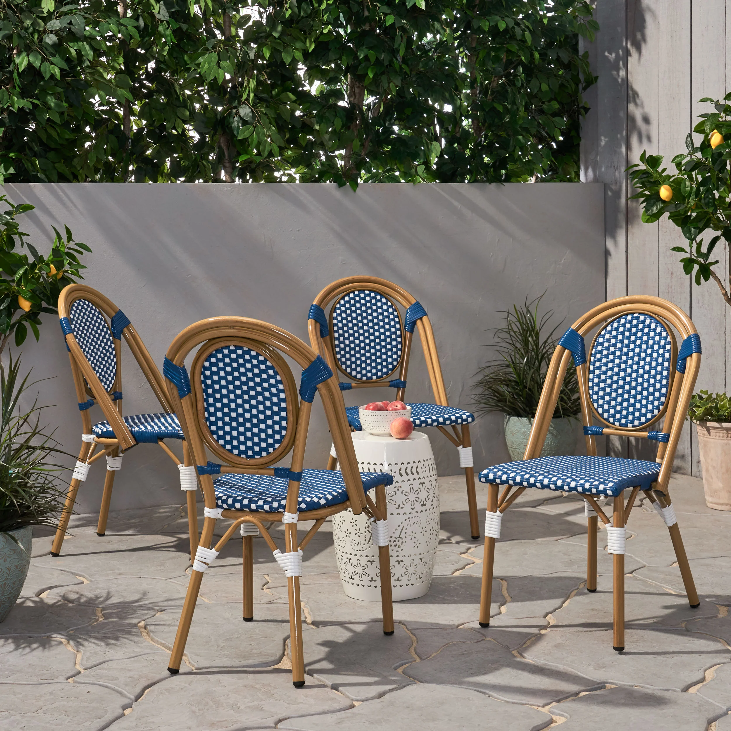 Kazaria Outdoor French Bistro Chairs (Set of 4) - furnishings