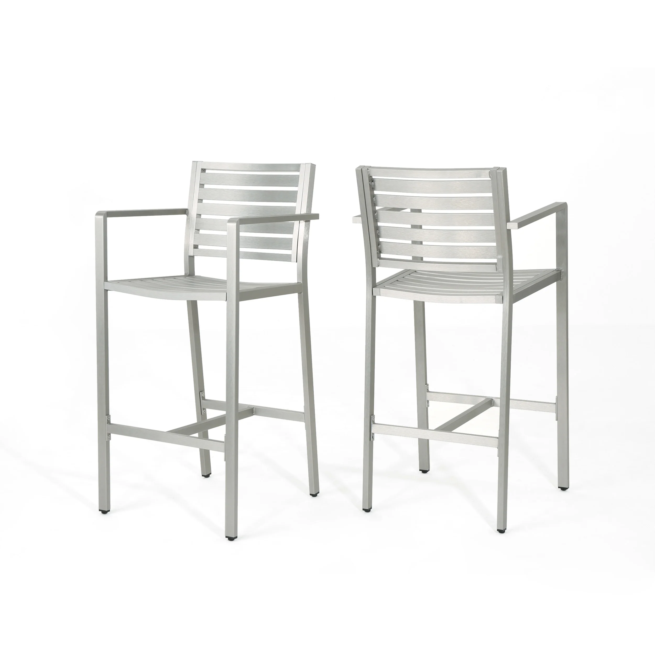 Tammy Coral Outdoor Silver Rust-Proof Aluminum 29.50 Inch Barstools - furnishings