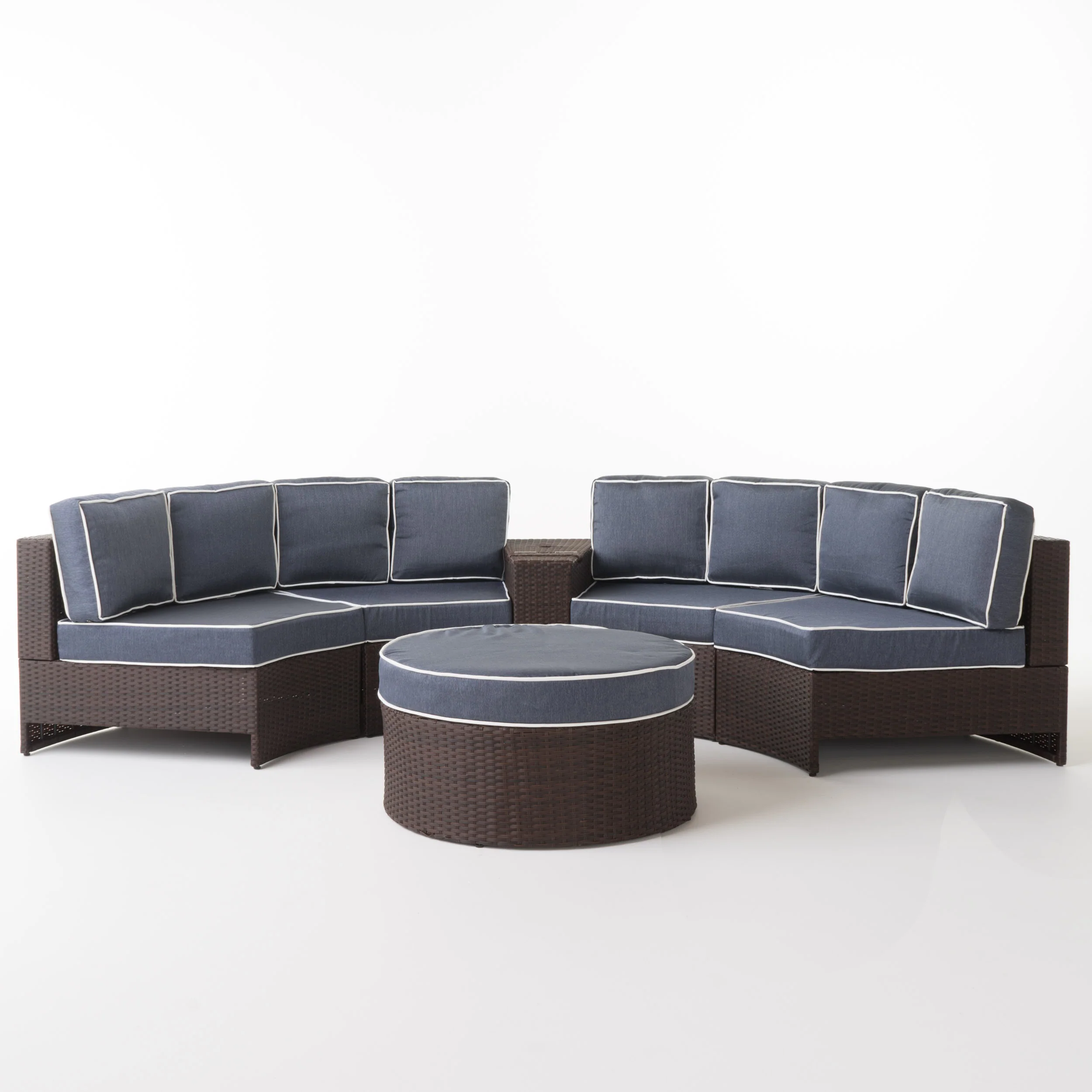 Riviera 6pc Outdoor Sectional Sofa Set w/ Storage Trunk - furnishings