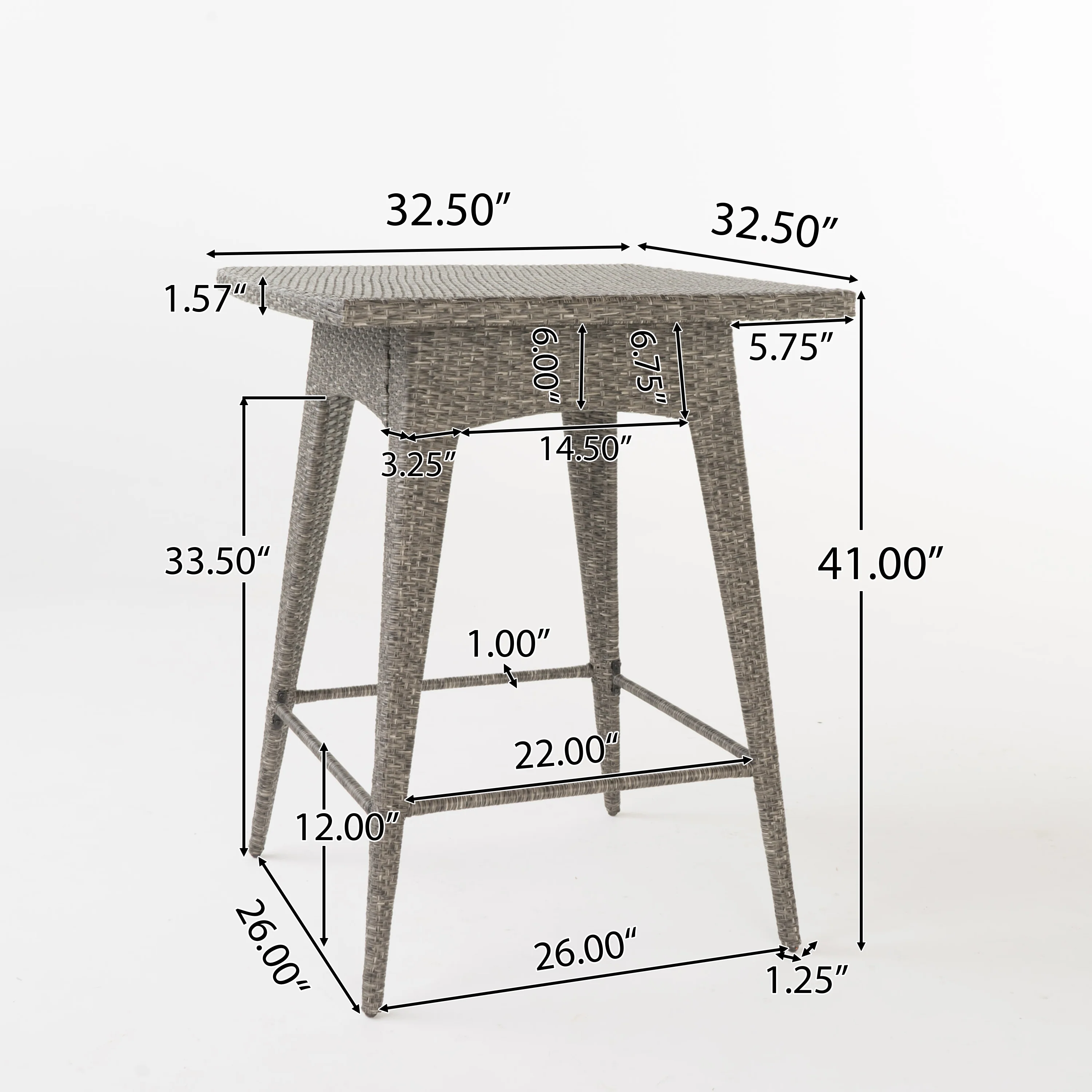 Budva Outdoor Gray Wicker Bar Table - furnishings