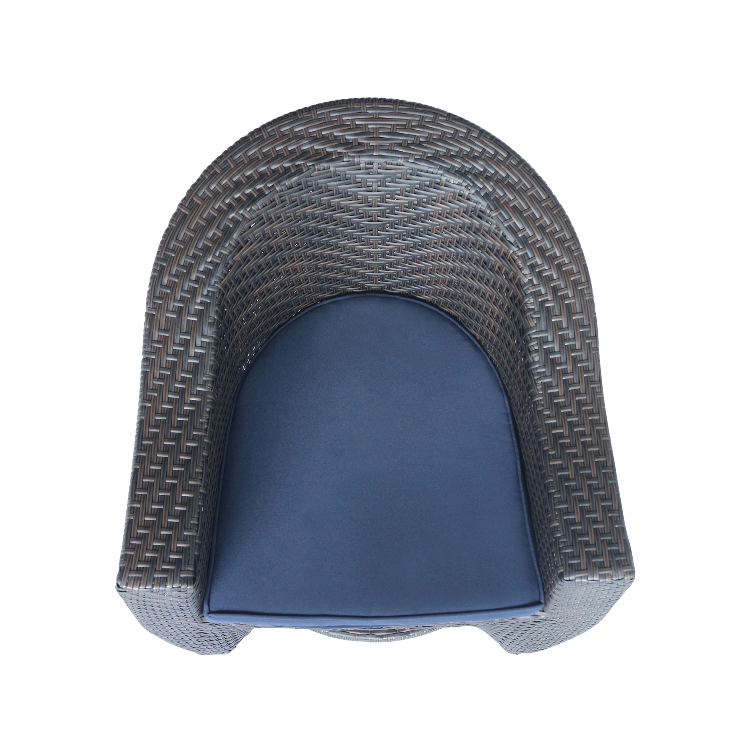 Florence Patio Swivel Chairs, Wicker with Outdoor Cushions, Multi-Brown and Navy Blue - furnishings