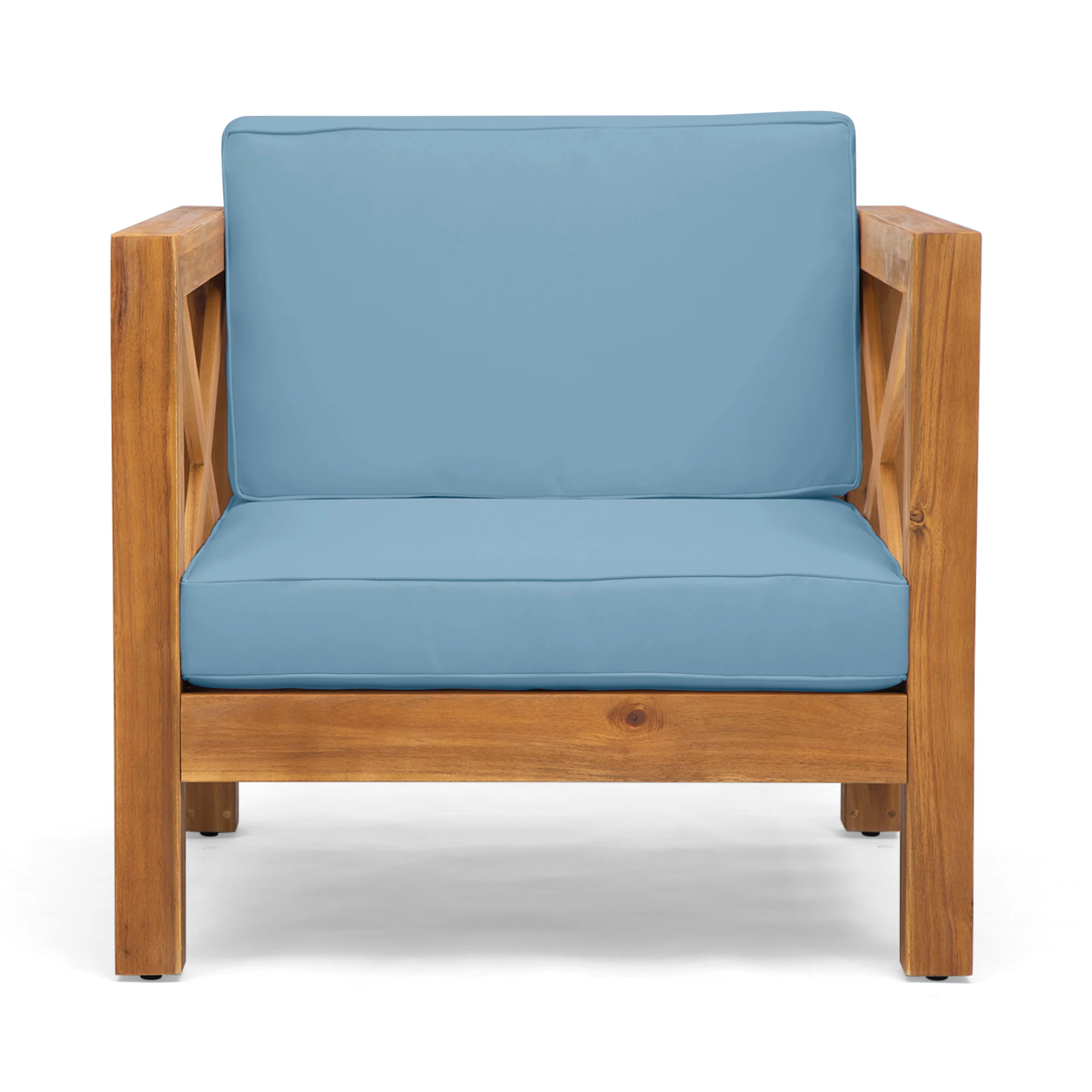 Indira Outdoor Acacia Wood Club Chair with Cushion - furnishings