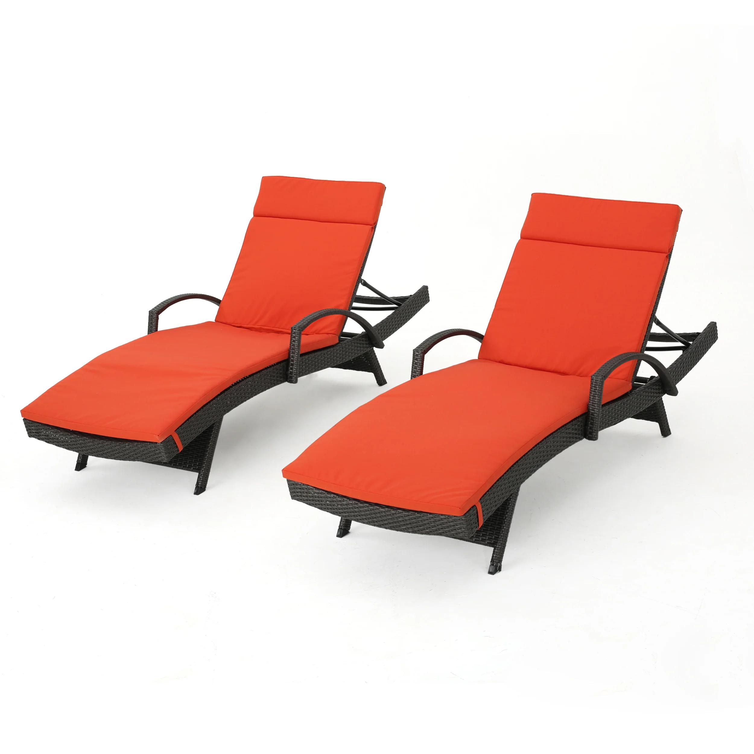 Soleil Outdoor Wicker Chaise Lounges w/ Water Resistant Cushions (Set of 2) - furnishings