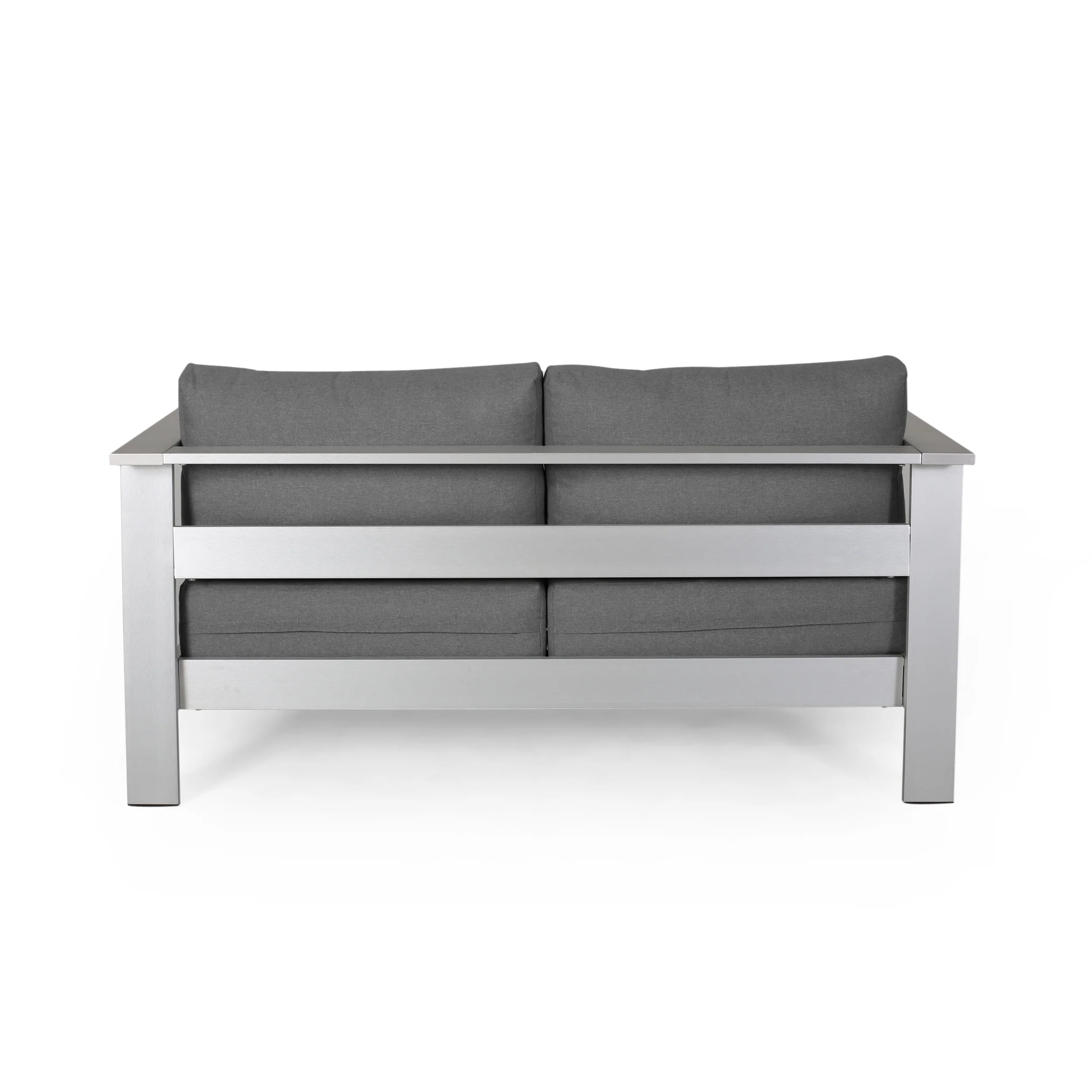 Laraine Outdoor Aluminum Club Chair and Coffee Table Set with Cushions - furnishings