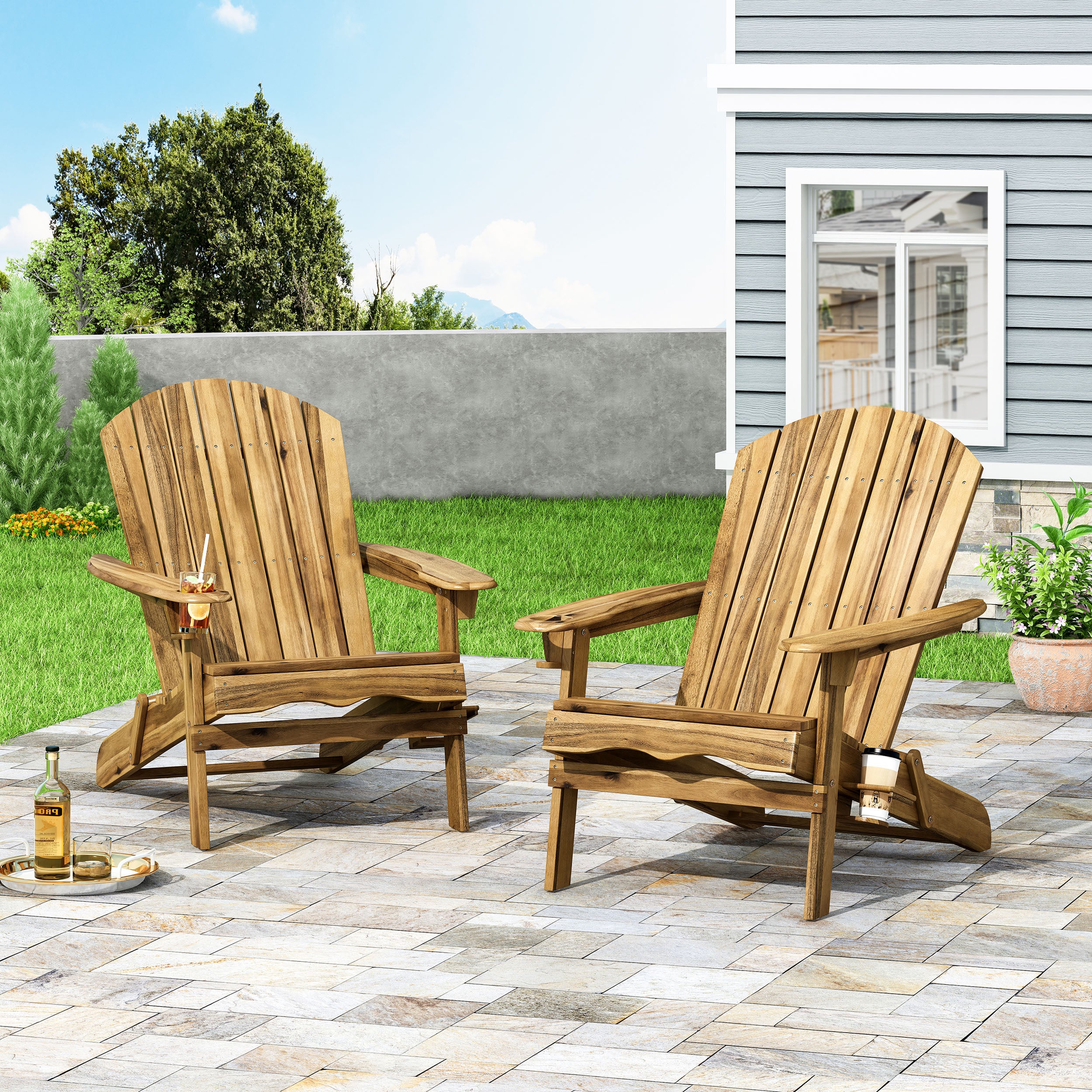 Kandyce Outdoor Acacia Wood Folding Adirondack Chairs (Set of 2) - furnishings