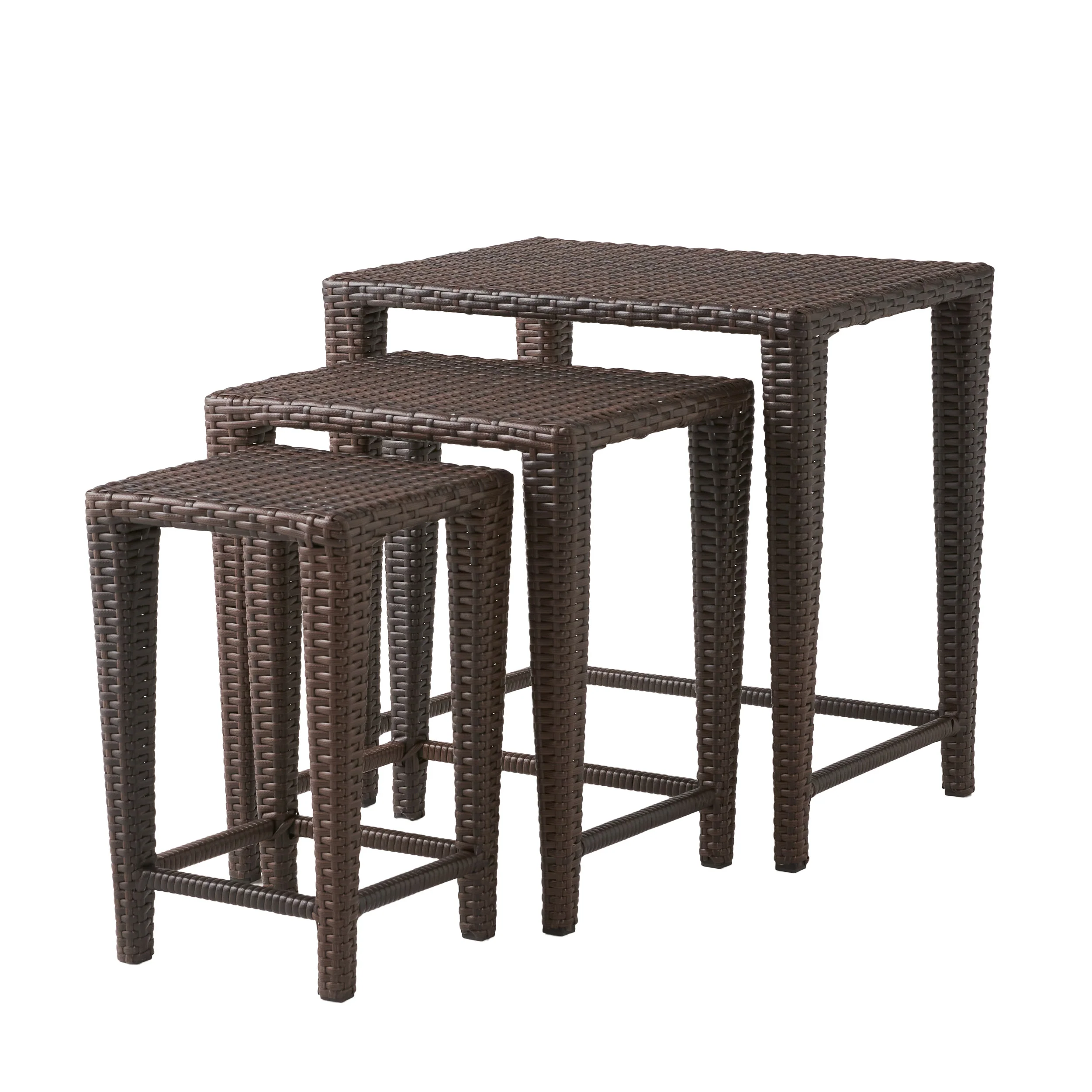 Mayall Multibrown Wicker Nested Side Tables (Set of 3) - furnishings