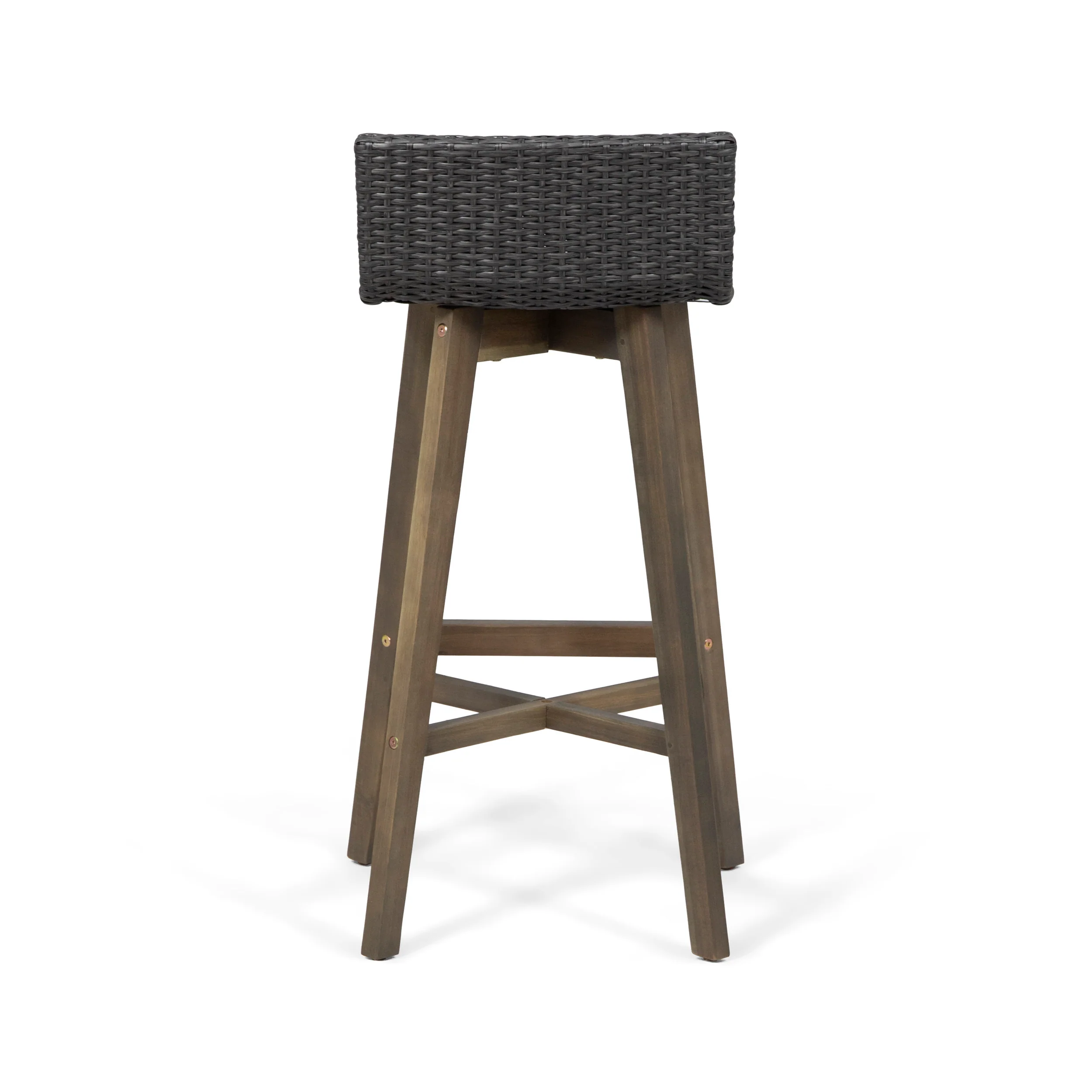 Bellagio Outdoor Acacia Wood & Wicker Barstools (Set of 2) - furnishings