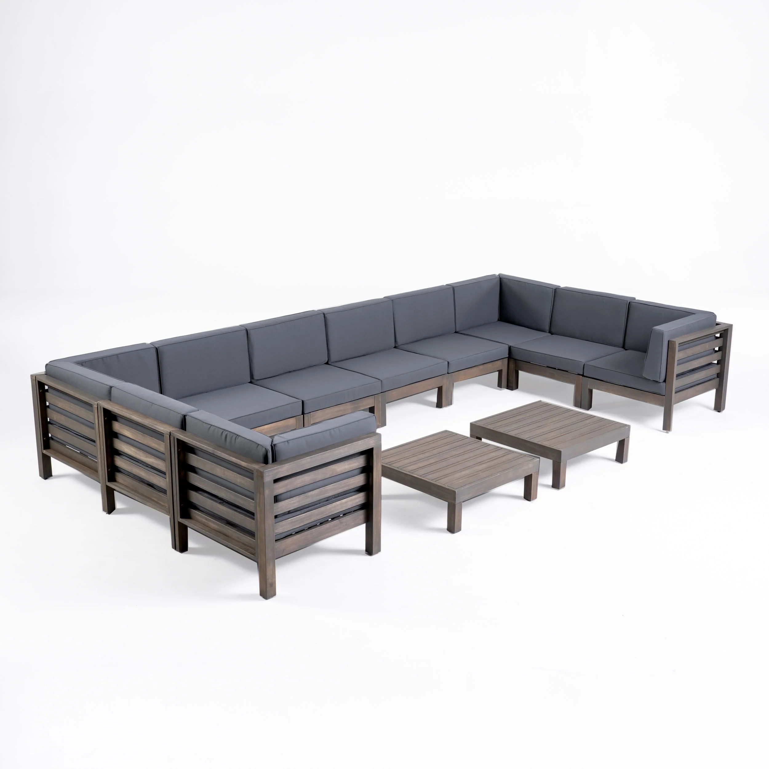 Ravello Outdoor U-Shaped Sectional Sofa Set with Coffee Tables - furnishings
