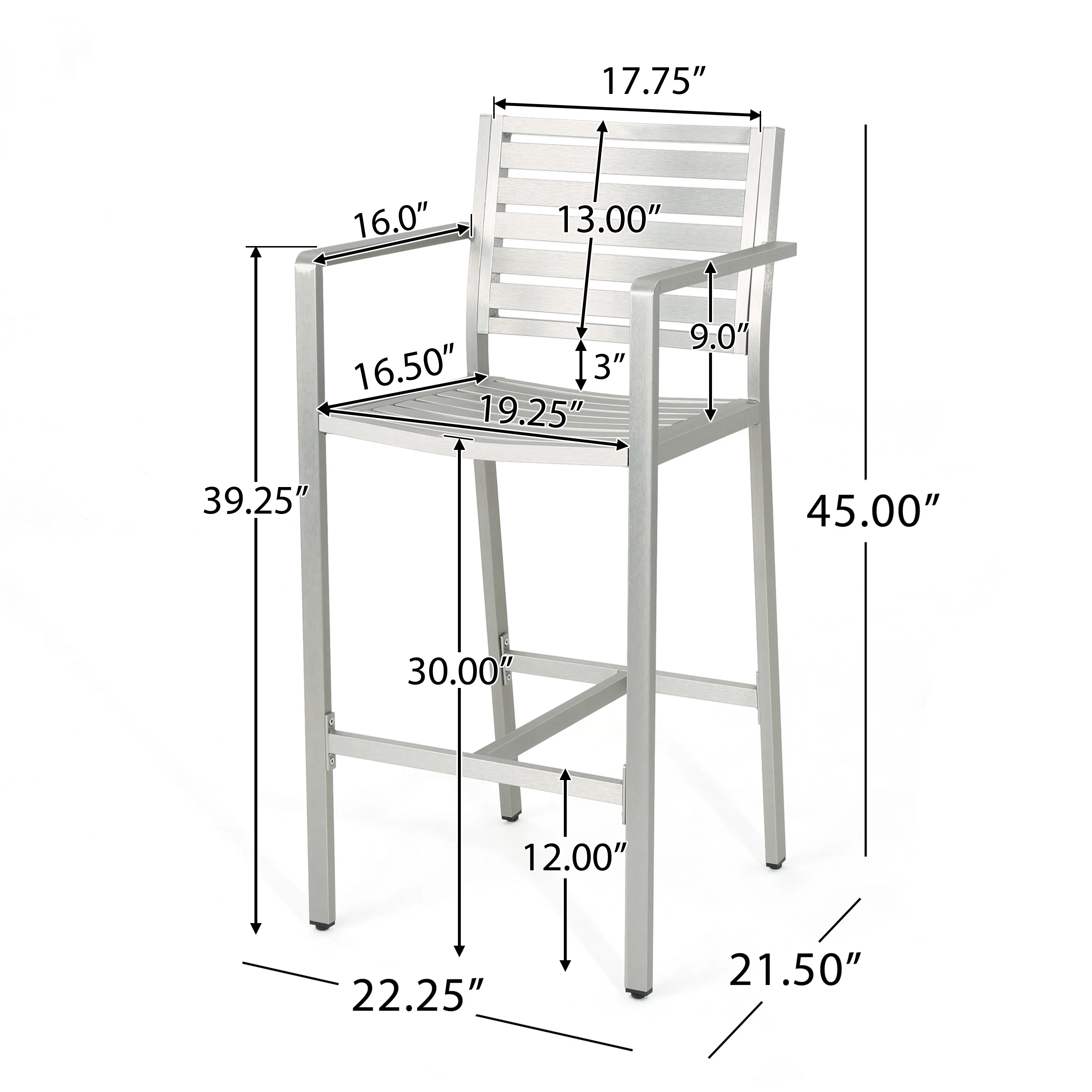 Outdoor Aluminum 5 Piece Bar Set - furnishings