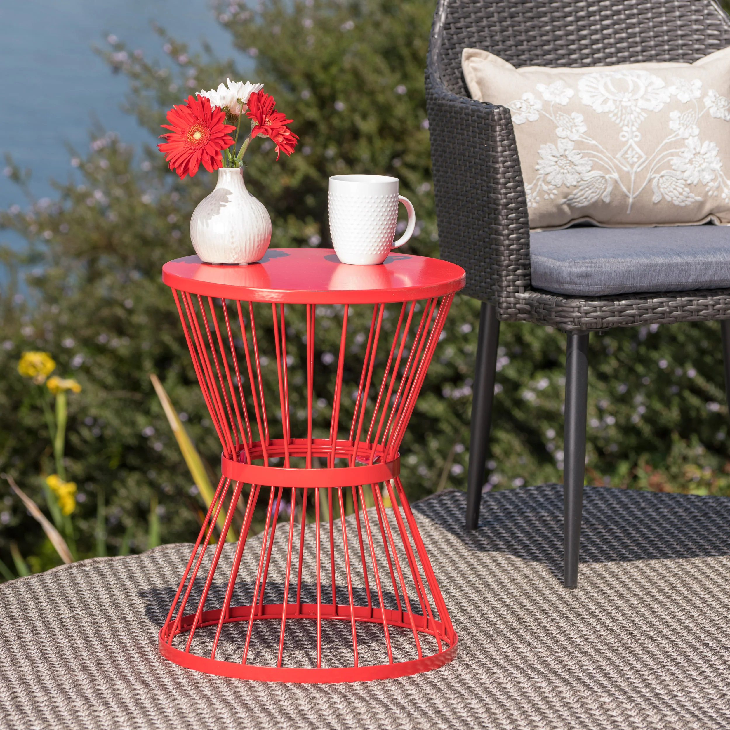 Fern Outdoor 16 Inch Iron Side Table - furnishings