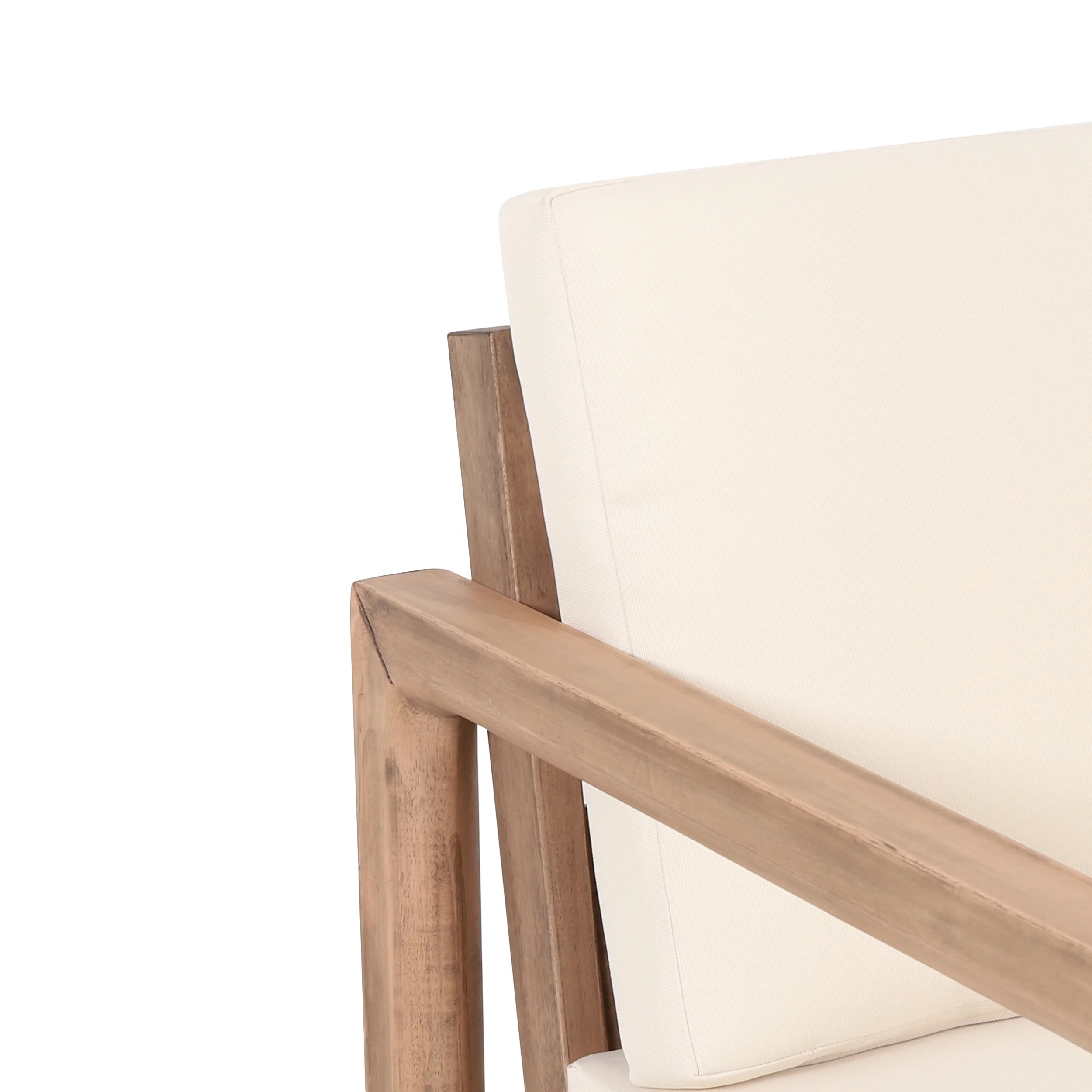 Petteti Outdoor Acacia Wood Chat Set with Cushions, Brown and Beige - furnishings