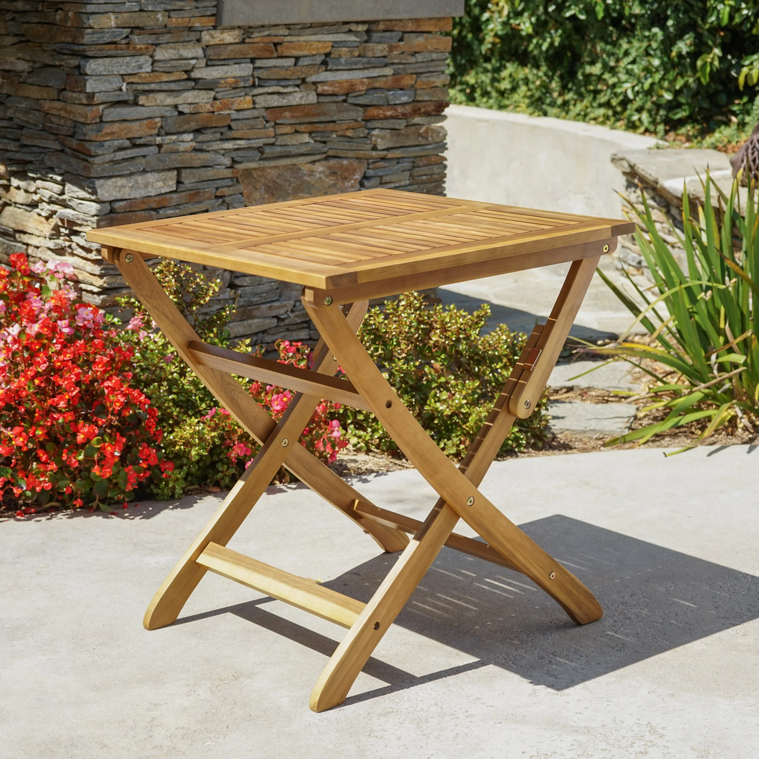 Versaille Outdoor Foldable Grey Finished Acacia Wood Bistro Table - furnishings