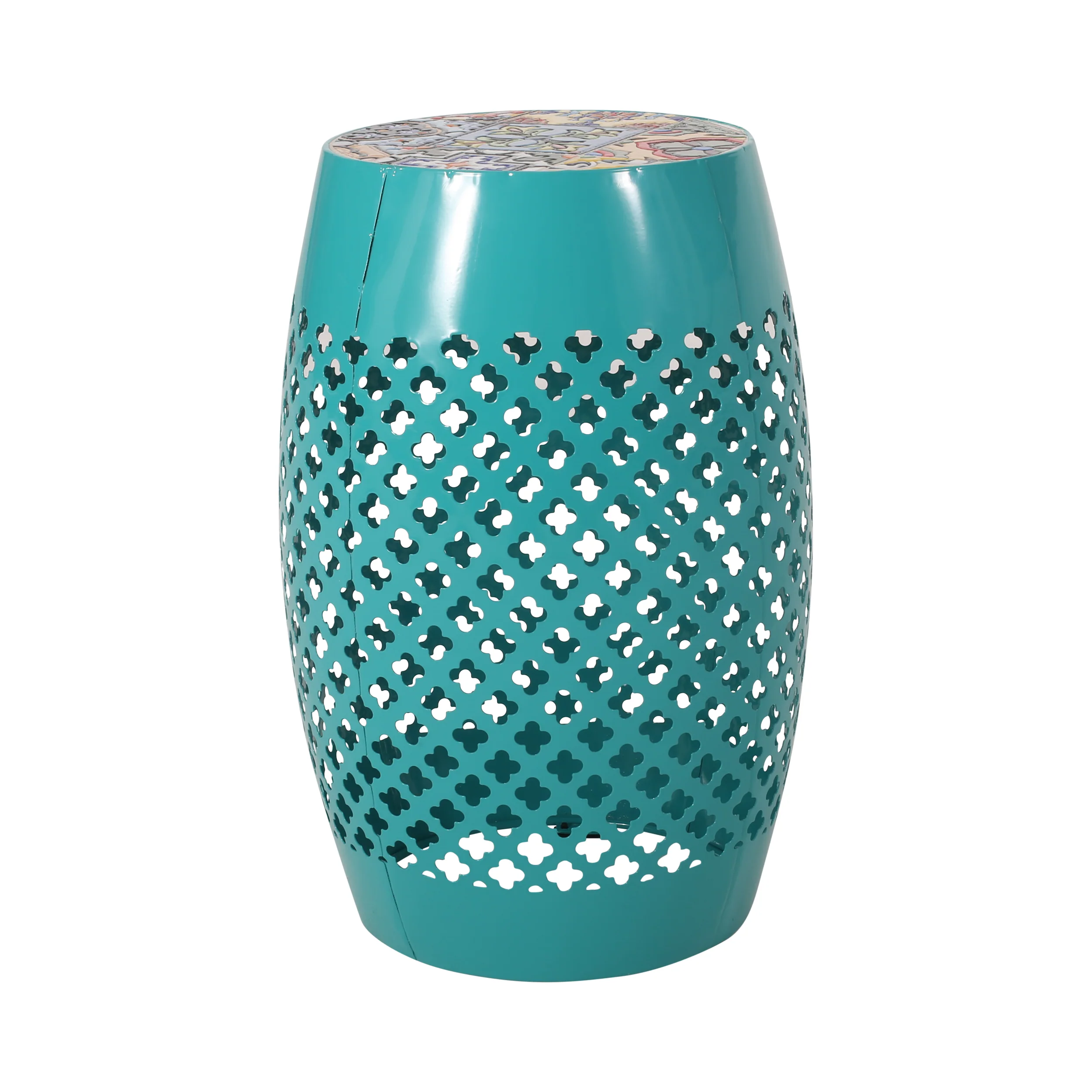 Kalyse Outdoor Lace Cut Side Table with Tile Top - furnishings