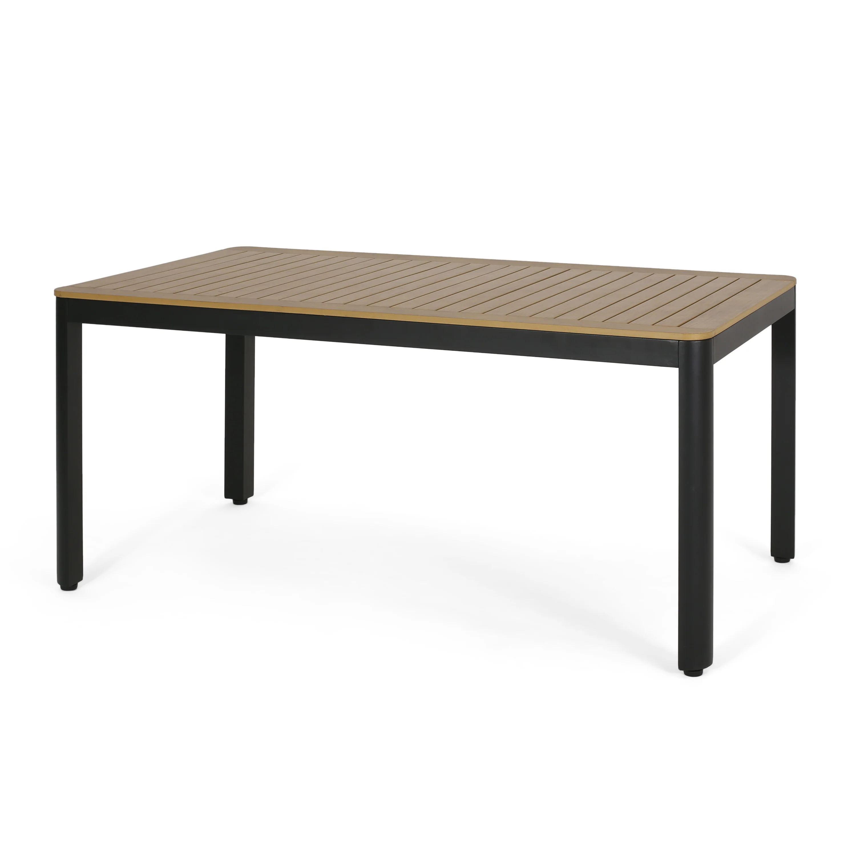 Province Outdoor Aluminum Dining Table, Natural and Black - furnishings