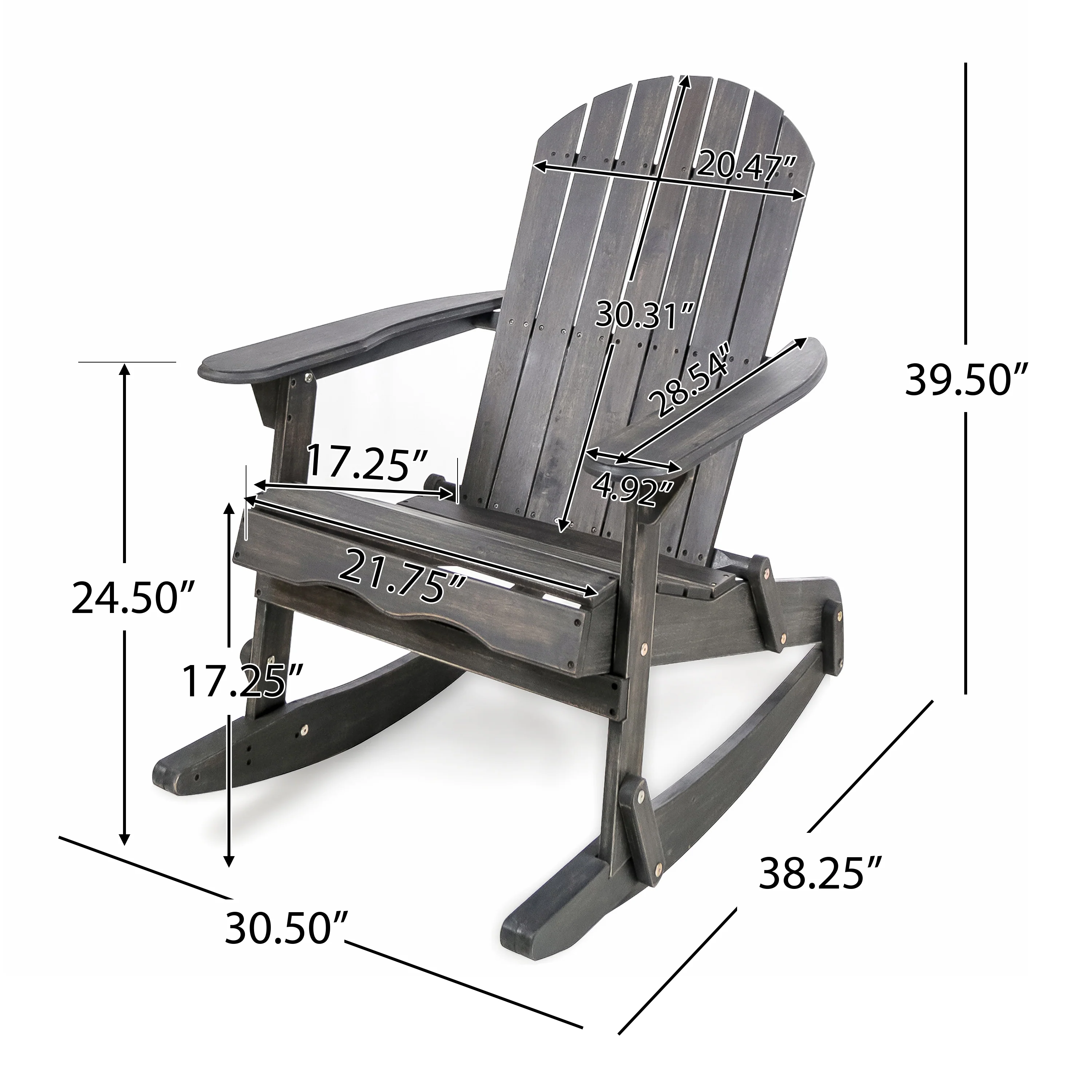 Vivian Outdoor Acacia Wood Adirondack Rocking Chair - furnishings