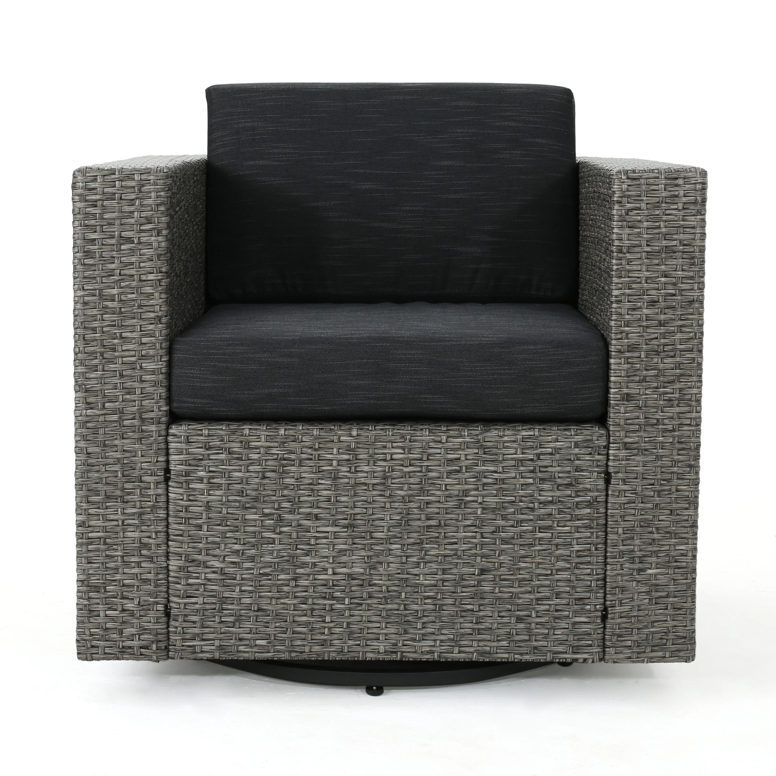 Calella Outdoor 4 Seater Wicker Swivel Chair and Fire Pit Set - furnishings