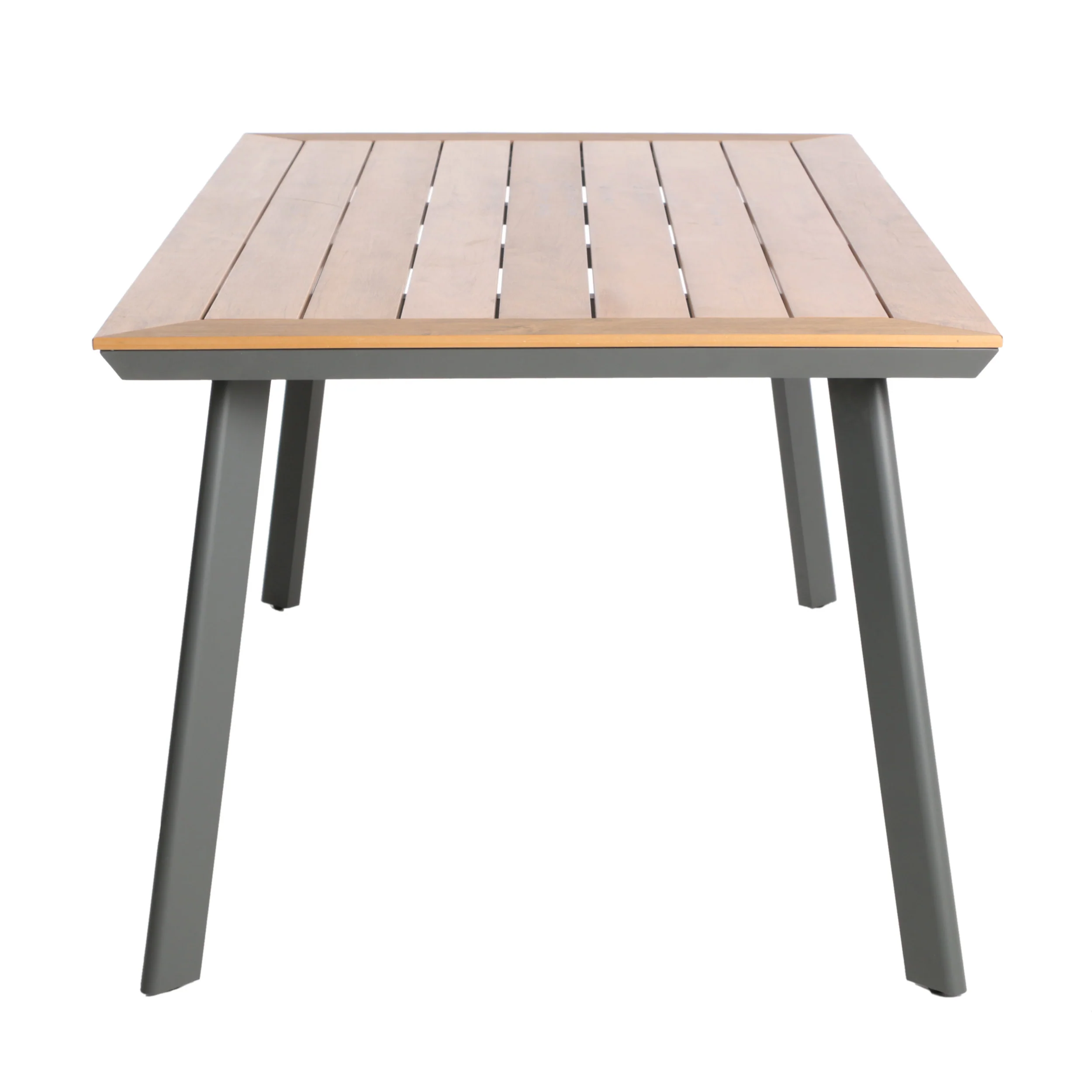 Able Outdoor Aluminum Dining Table with Faux Wood Table Top - furnishings