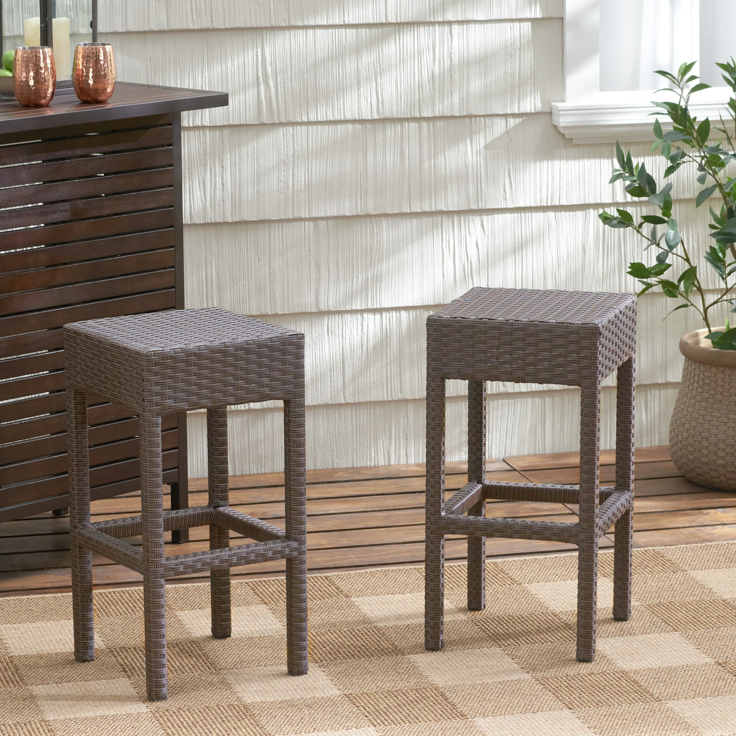 Rudolfo 28-Inch Outdoor Backless Bar Stools (Set of 2) - furnishings