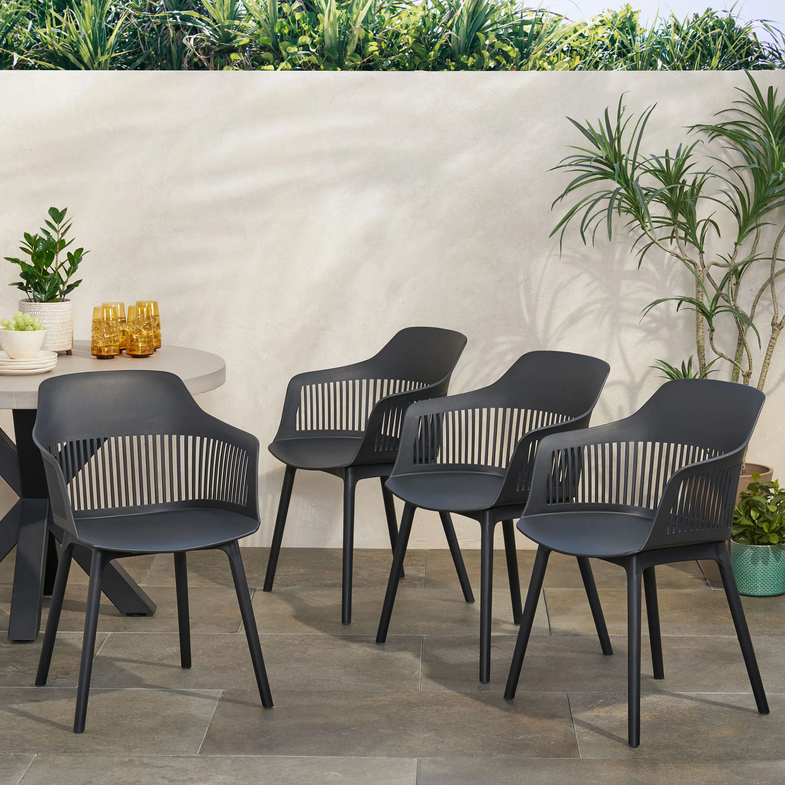 Irene Outdoor Modern Dining Chair (Set of 4) - furnishings
