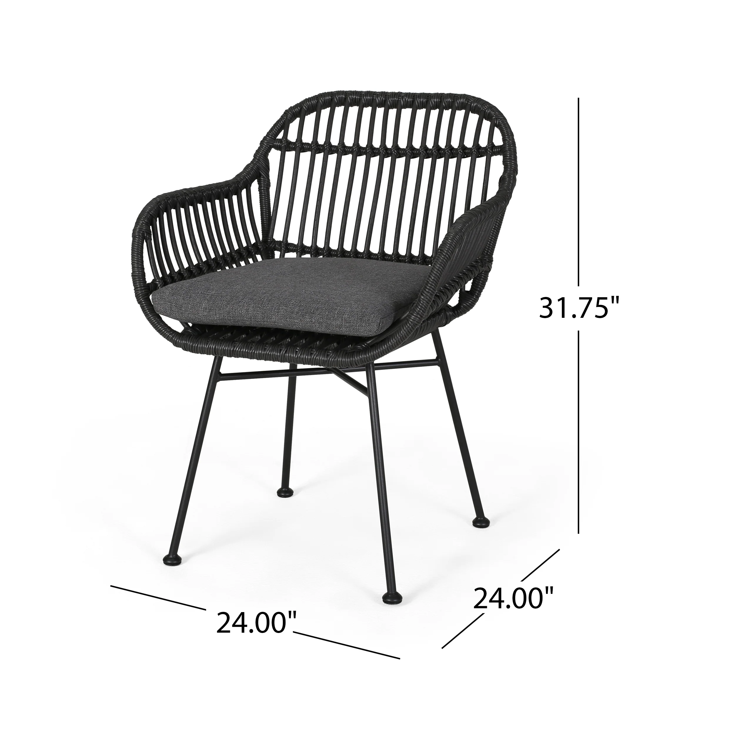 Rodney Outdoor Woven Faux Rattan Chairs with Cushions (Set of 2) - furnishings