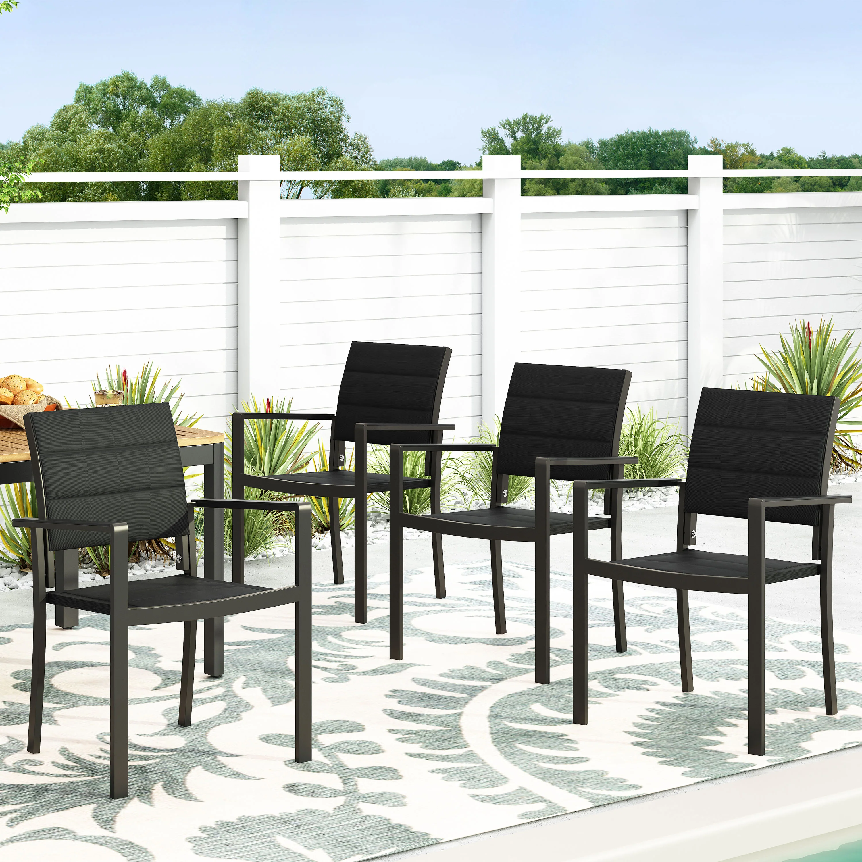 Curtisian Outdoor Mesh and Aluminum Dining Chairs - furnishings