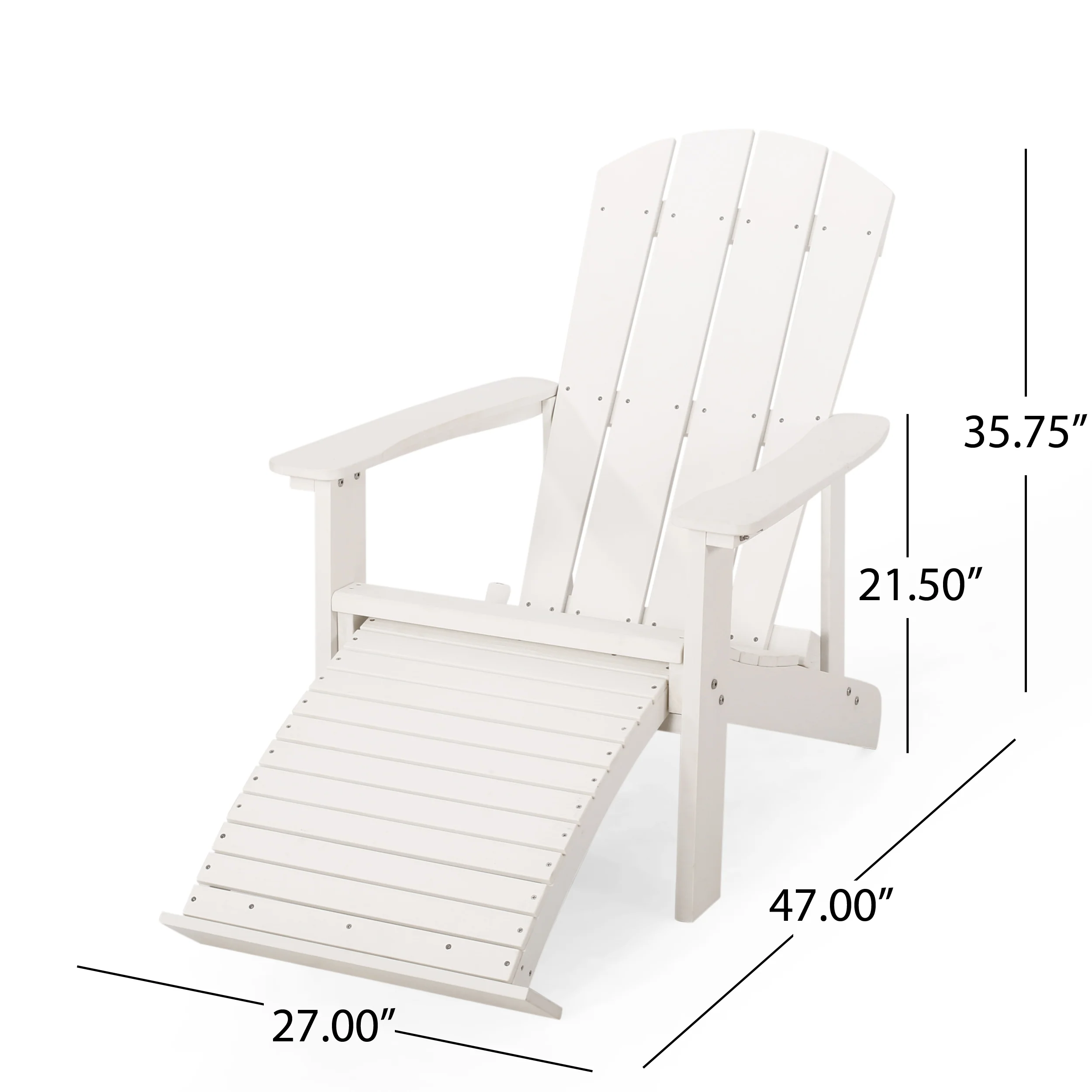 Ulises Outdoor Faux Wood Adirondack Chair with Retractable Ottoman - furnishings