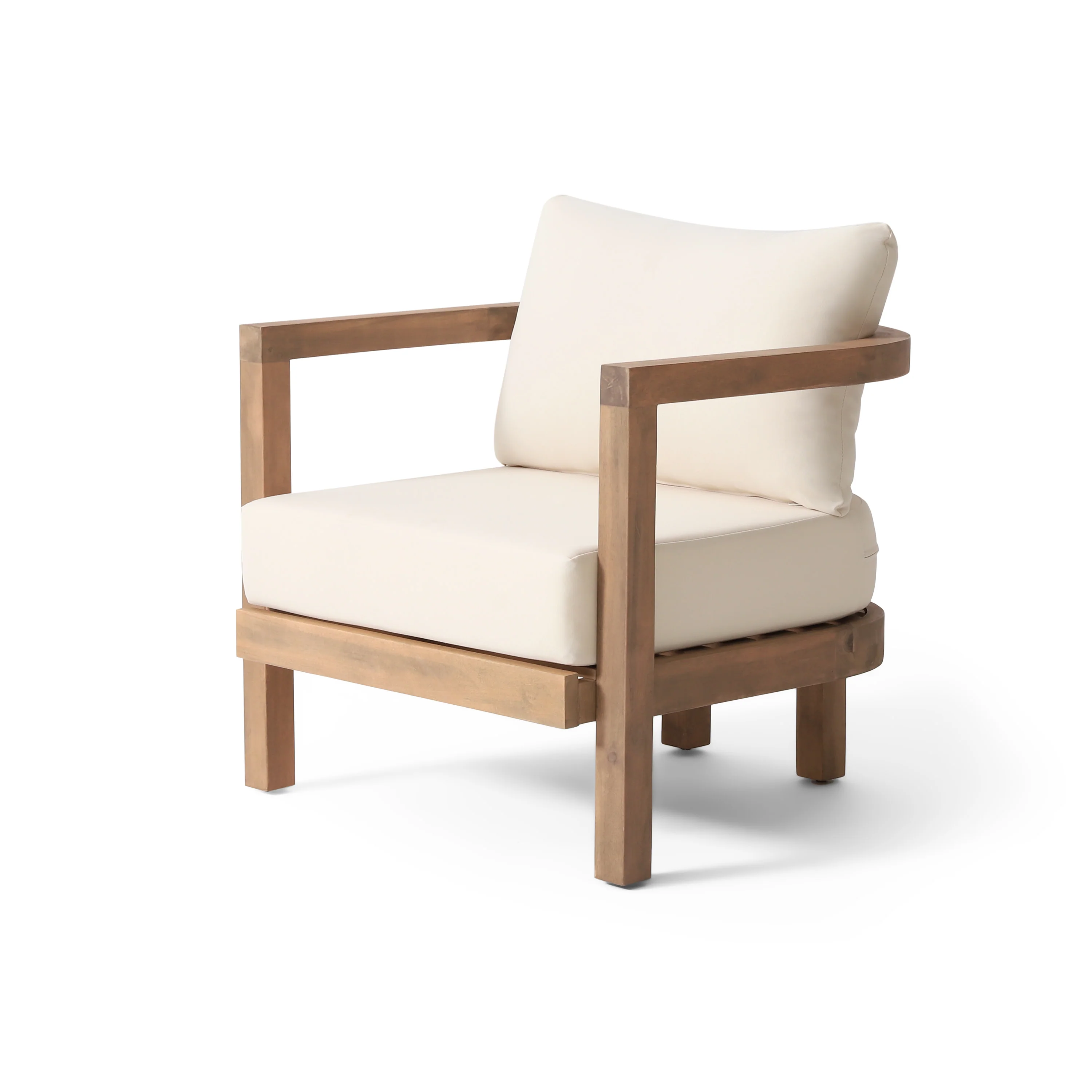 Aston Outdoor Acacia Wood Club Chair with Cushions - furnishings