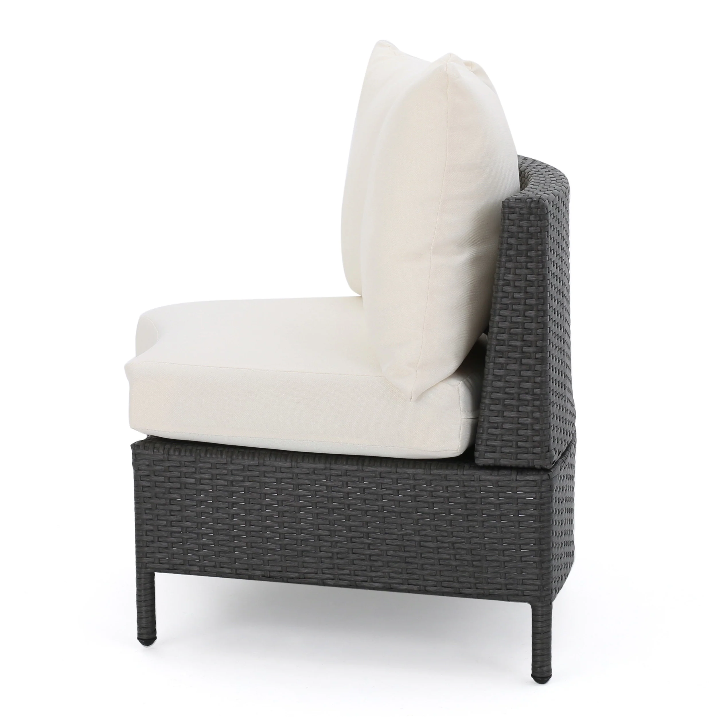 Harper Outdoor Wicker Curved Loveseat Sectional with Cushions - furnishings