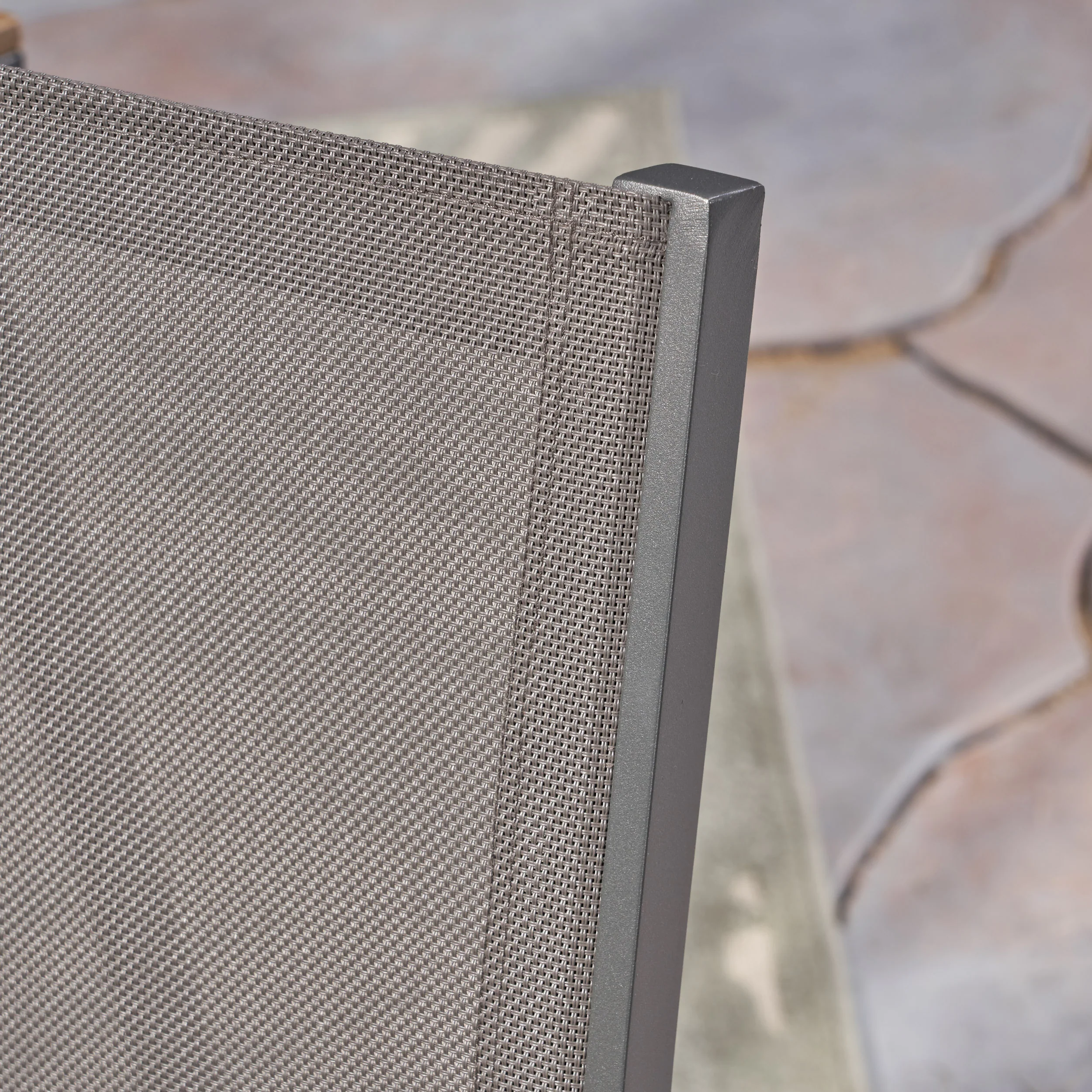 Emma Outdoor Aluminum Dining Chairs with Faux Wood Accents - furnishings
