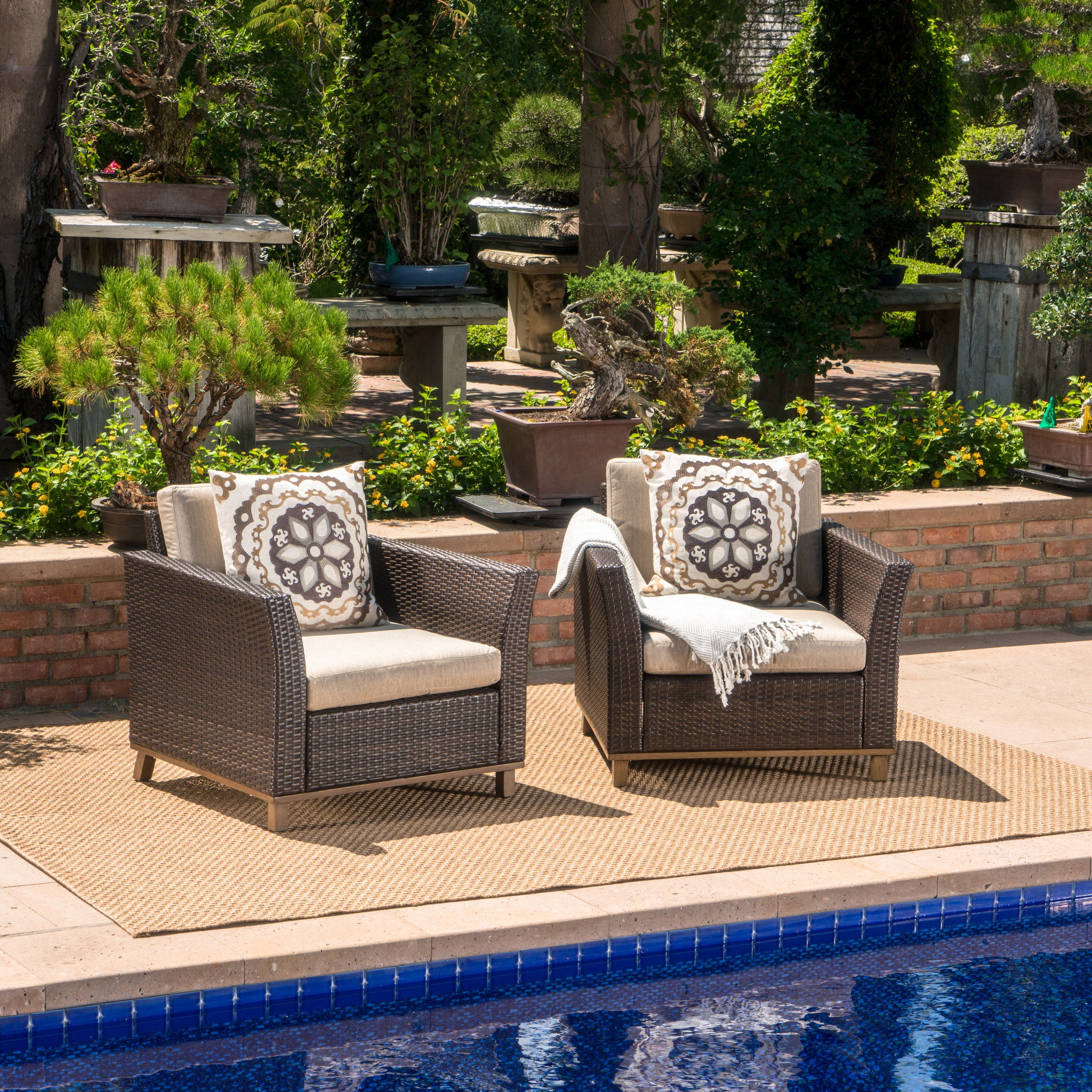 Grady Outdoor Aluminum Framed Mix Brown Wicker Club Chairs (Set of 2) - furnishings