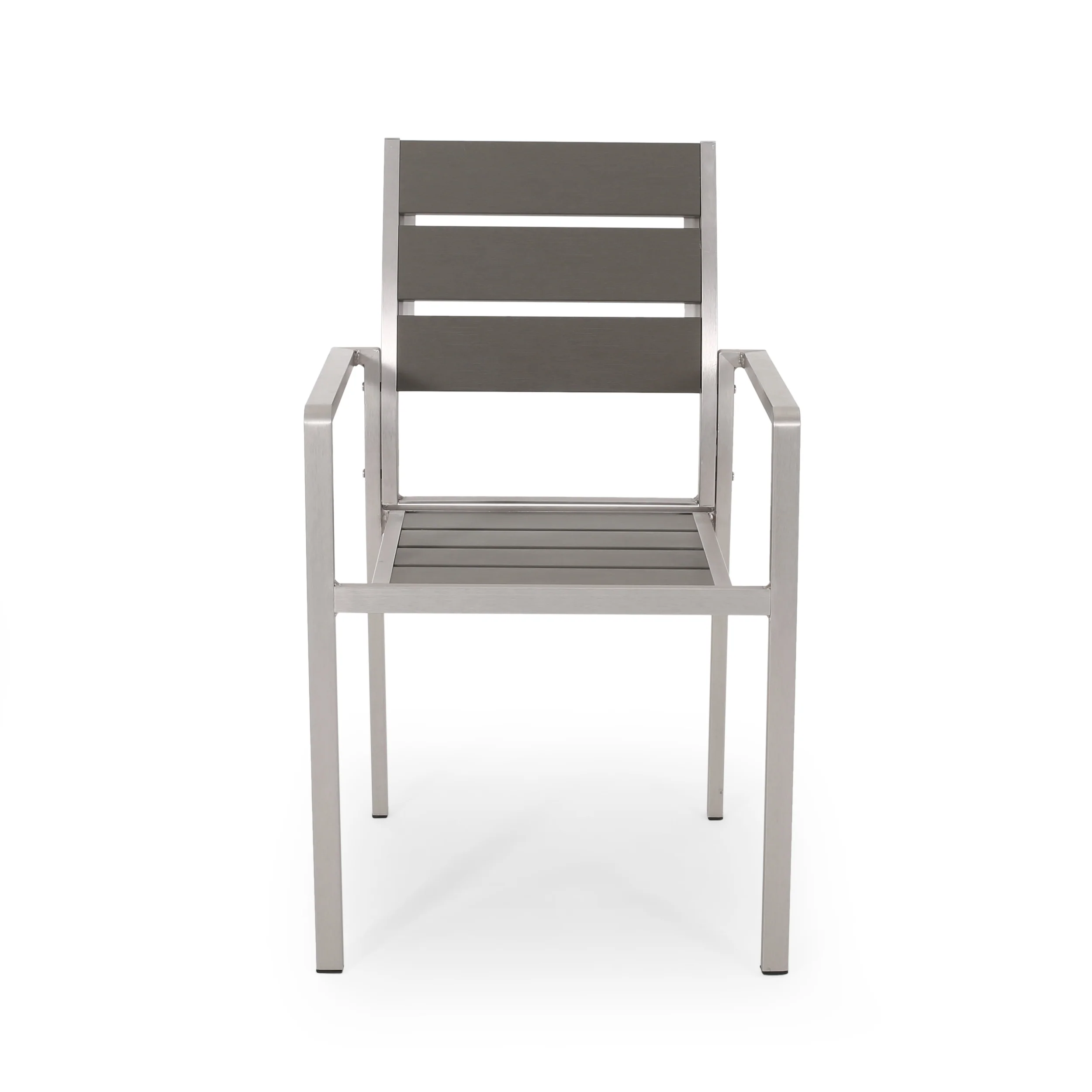 Cherie Outdoor Modern Aluminum Dining Chair with Faux Wood Seat (Set of 2) - furnishings
