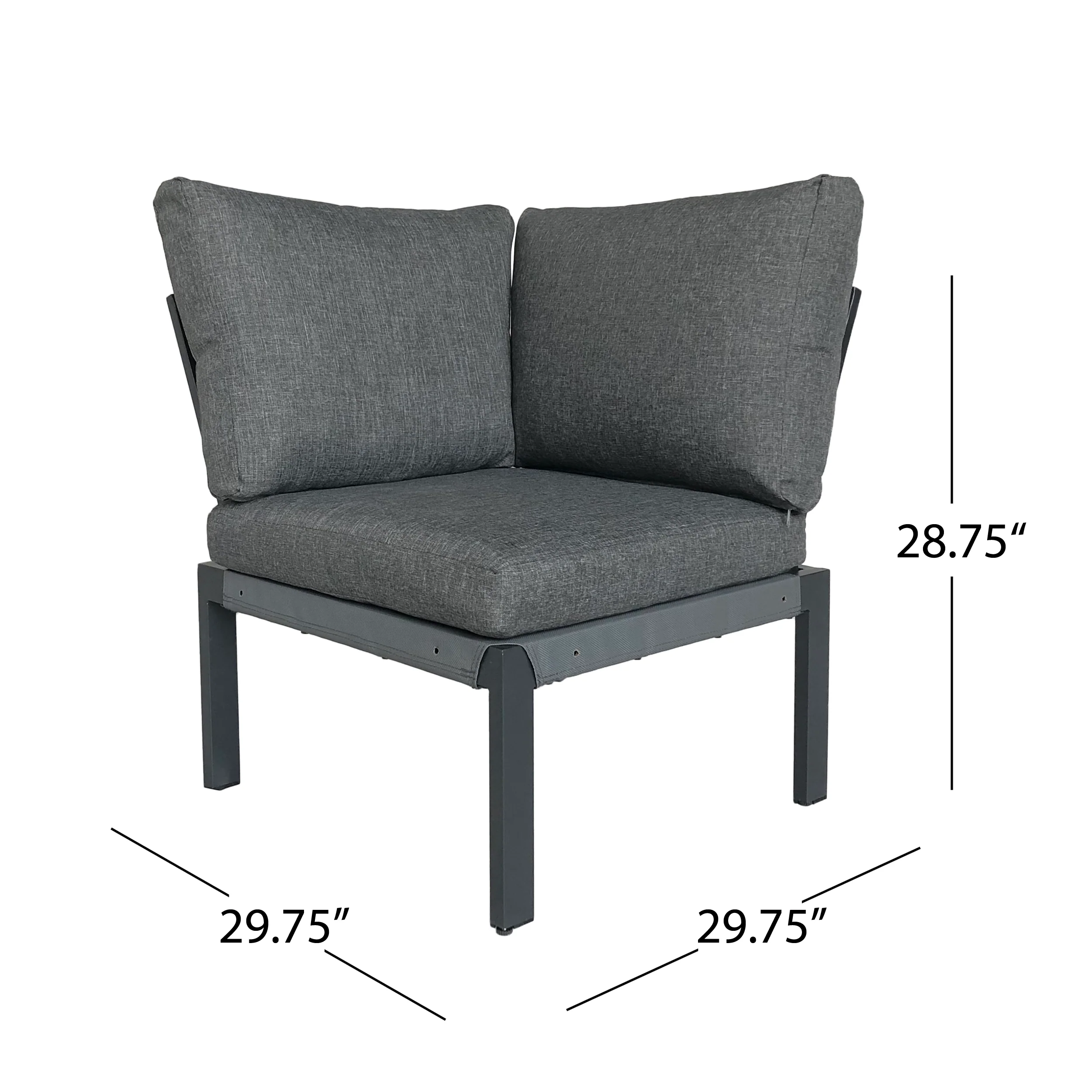 Jessica Outdoor Aluminum V-Shaped Sofa Set with Faux Wood Accents, Gray Finish and Gray - furnishings